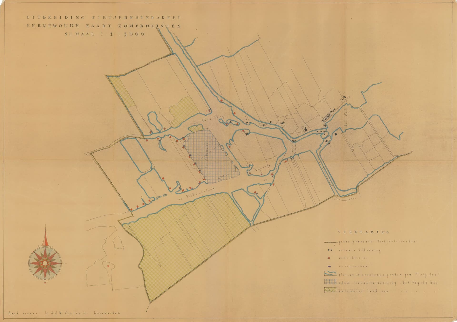 J. Vegter, Uitbreidingsplan voor zomerhuisjes, Tietjerksteradeel, ca. 1940. Archief: J.J.M. Vegter, dossier Tietjerksteradeel