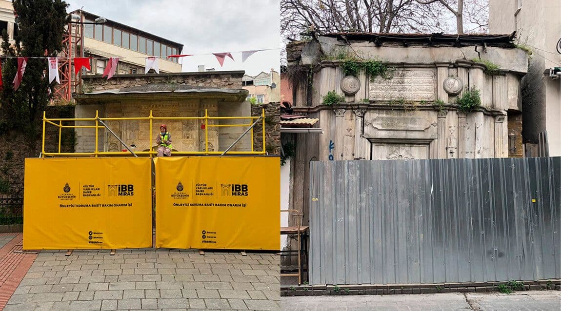 Twee dichtgespijkerde drinkwaterfontijntjes (çeşme’s) in İstanbul. Foto door Yaşar Adnan Adanalı. 