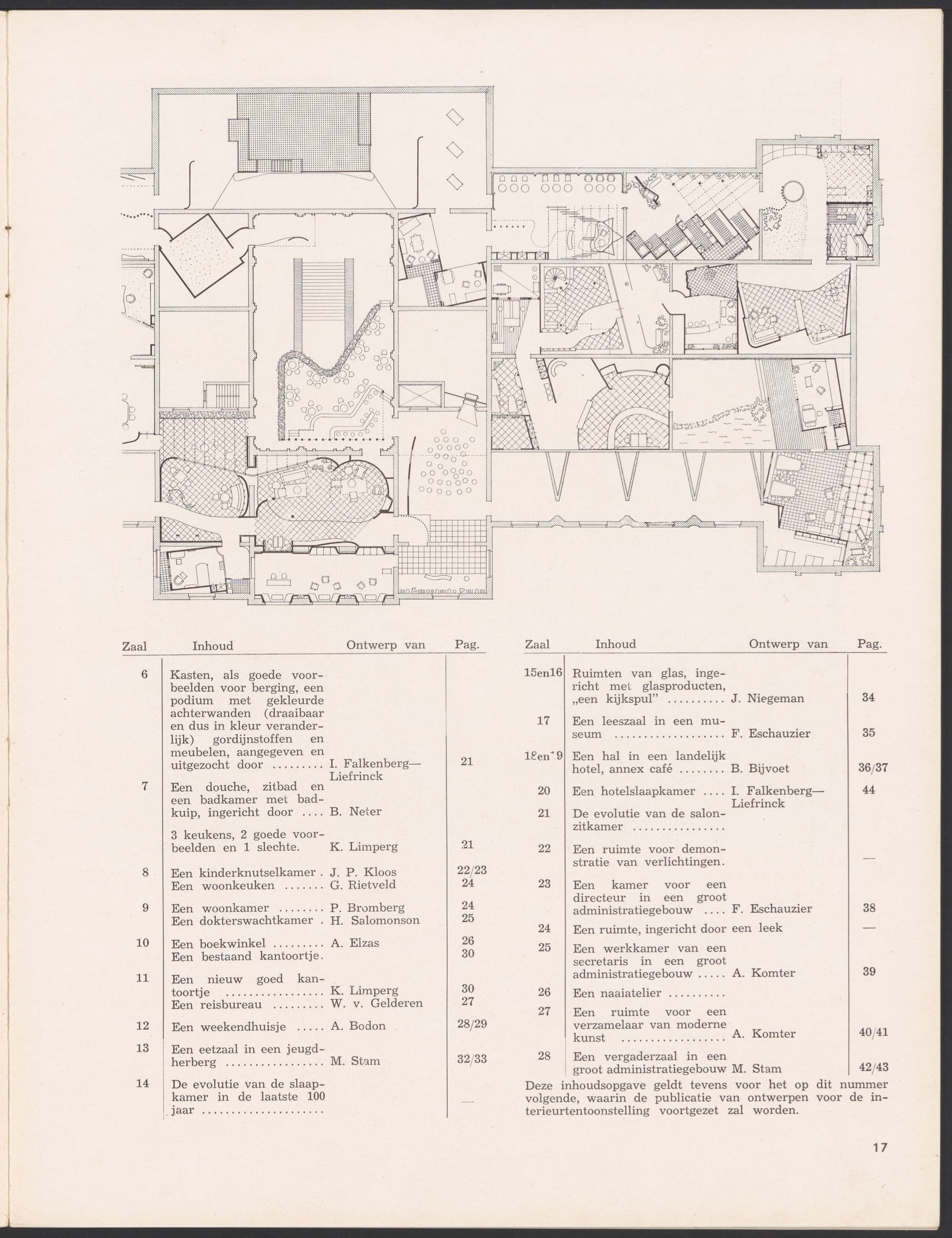 Design drawing in which zip grid number 21 is applied, in the publication accompanying the exhibition In Holland staat een huis, 1941. Source: De 8 en Opbouw, volume 12, 1941, no.2, p. 17. 