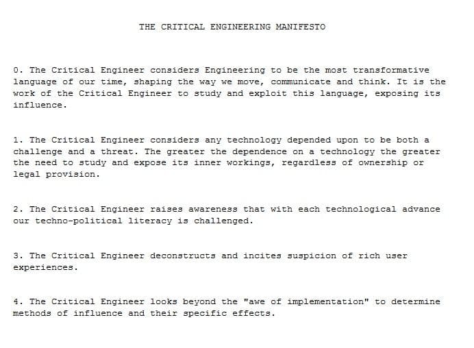  The Critical Engineering Manifesto 