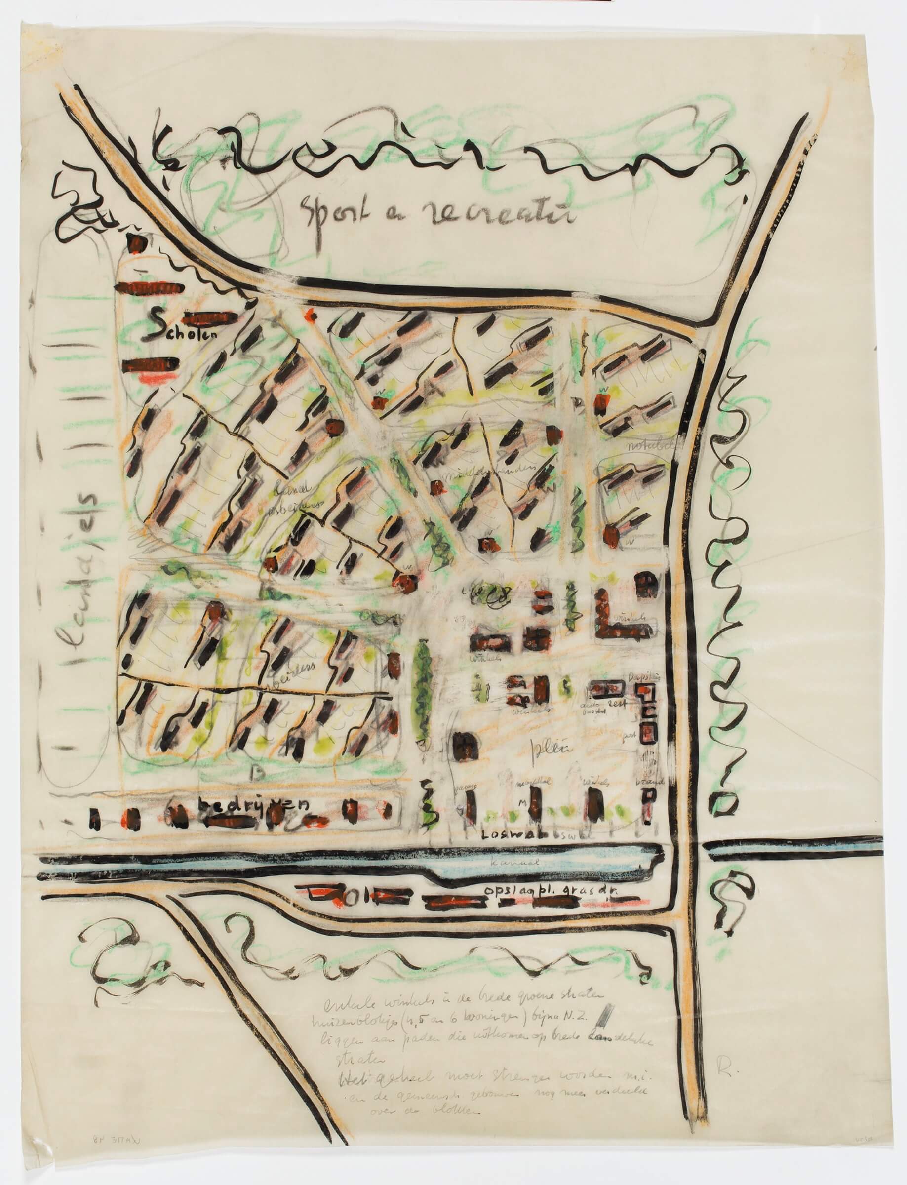 G.Th. Rietveld, Stedenbouwkundig ontwerp Nagele, 1948. Collectie Het Nieuwe Instituut, KAME 48 