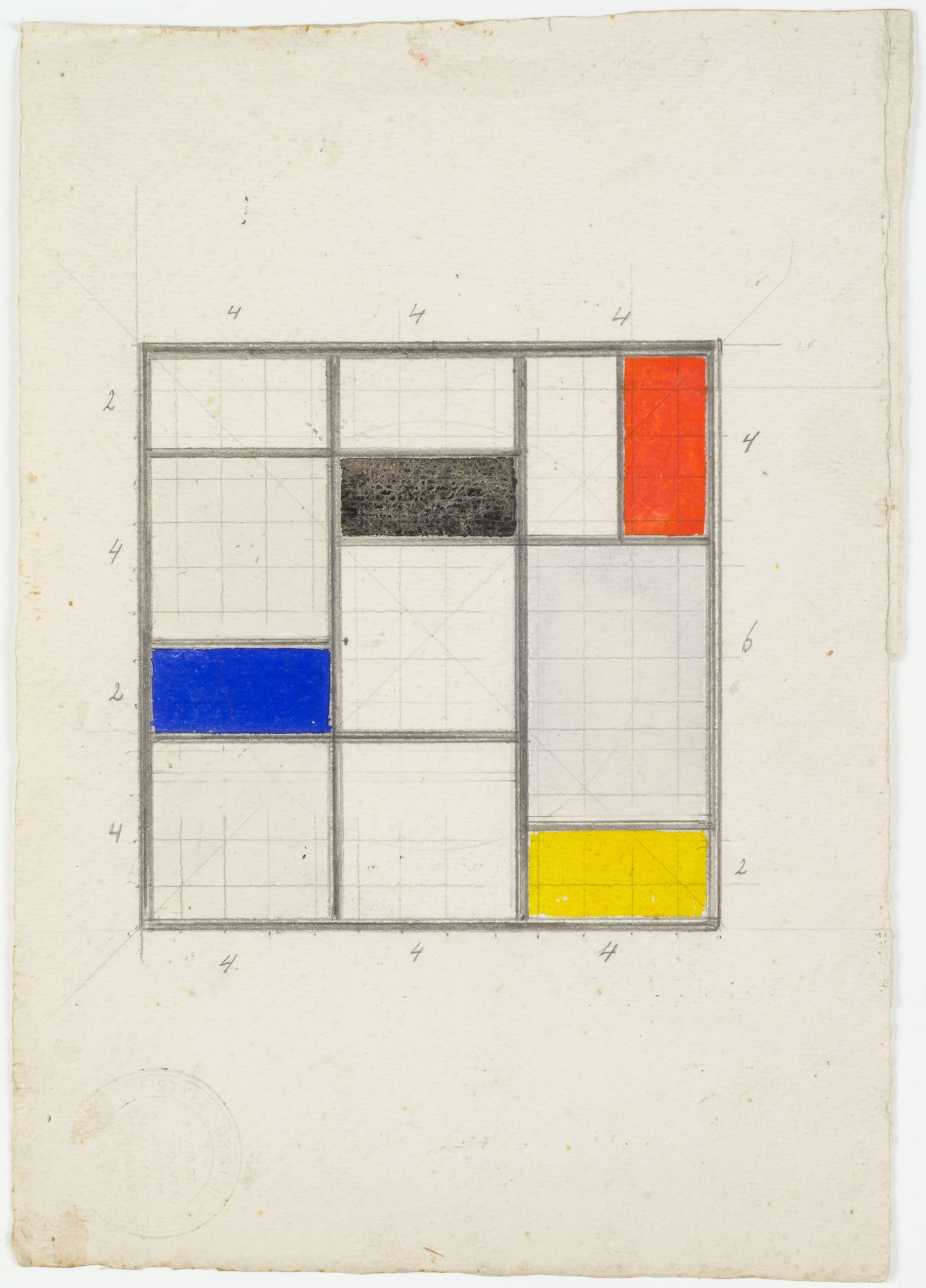 Theo van Doesburg. Ontwerp voor daklicht in bibliotheek, Meudon-Val-Fleury, 1930. Collectie Het Nieuwe Instituut, DOES AB5087. Gift Van Moorsel. 