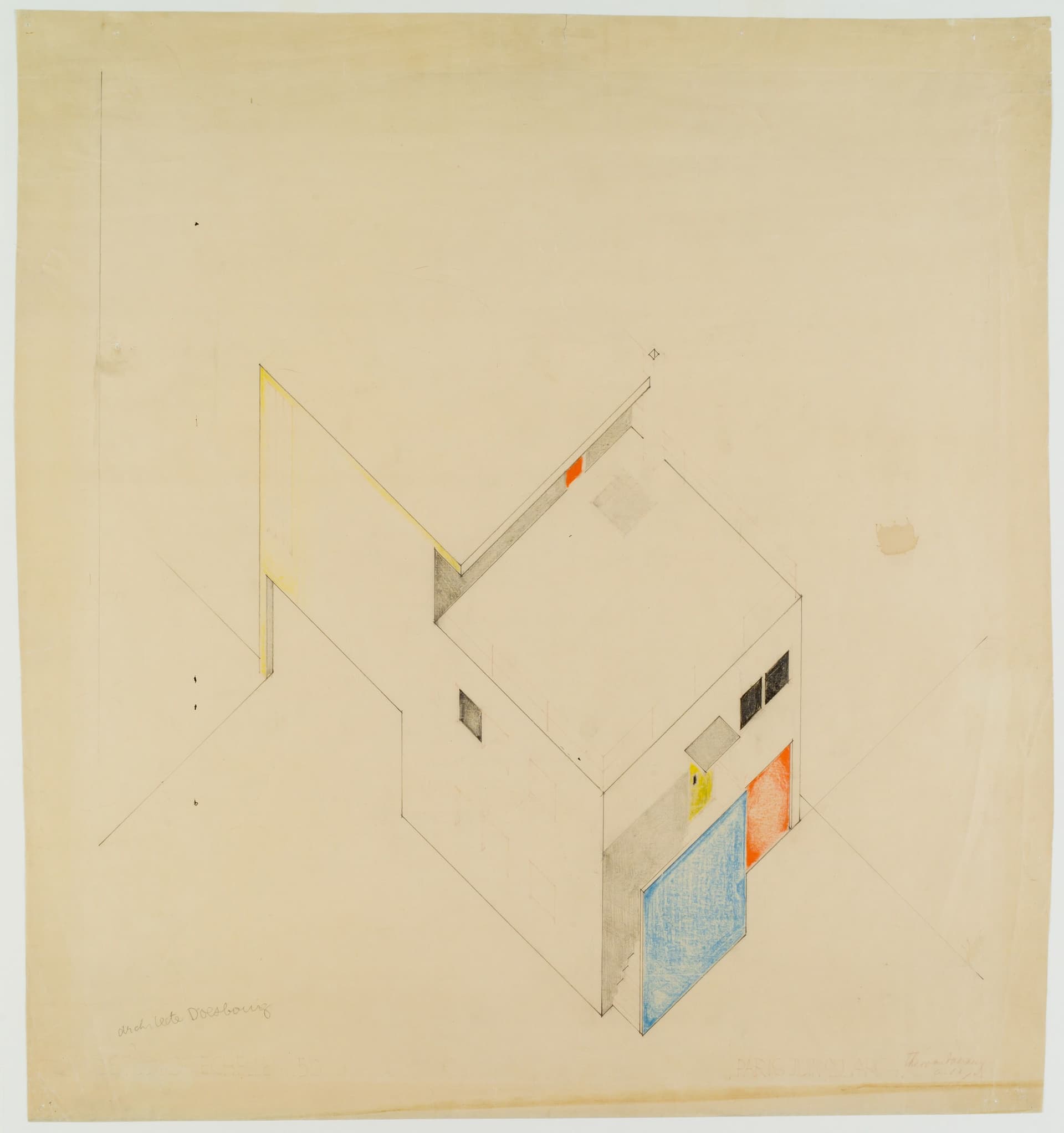 Theo van Doesburg. Design for the studio in Meudon-Val-Fleury, 1929. Collection Het Nieuwe Instituut, DOES AB5359. Donation Van Moorsel. 