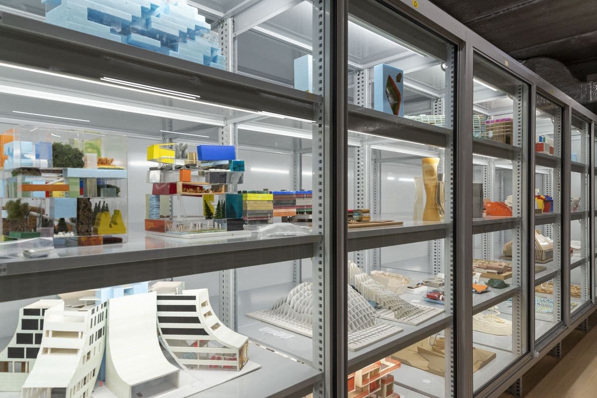 Scale models from the 'living' MVRDV archive, part of which was acquired in 2015 in the National Collection for Dutch Architecture and Urban Planning. The showcase has been specially arranged as part of the exhibition 'MVRDVHNI: The Living Arch… 