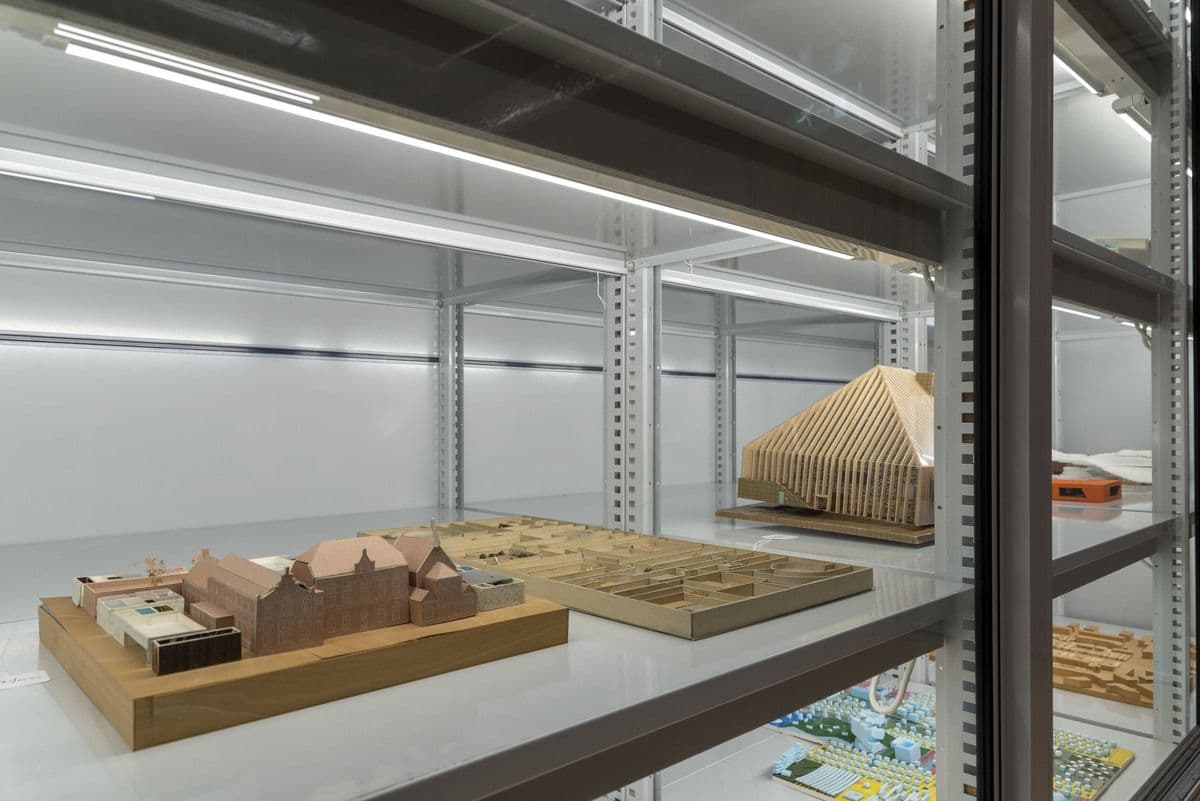 Scale models from the 'living' MVRDV archive, part of which was acquired in 2015 in the National Collection for Dutch Architecture and Urban Planning. The showcase has been specially arranged as part of the exhibition 'MVRDVHNI: The Living Arch… 