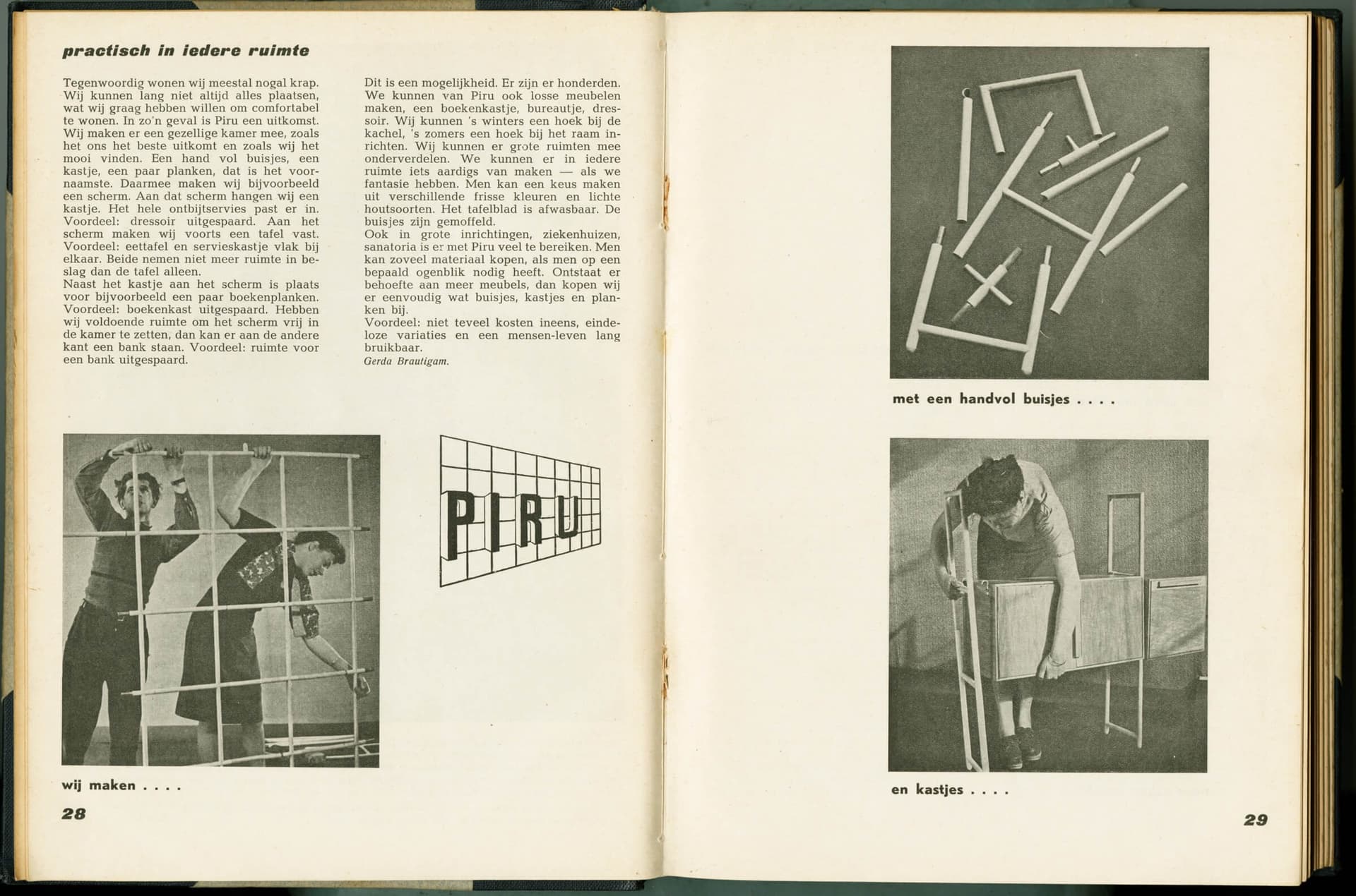 Tijdschrift Goed Wonen, met artikel over het PIRU meubelsysteem, naar ontwerp van A. Bueno de Mesquita, 1948. Collectie Het Nieuwe Instituut.  