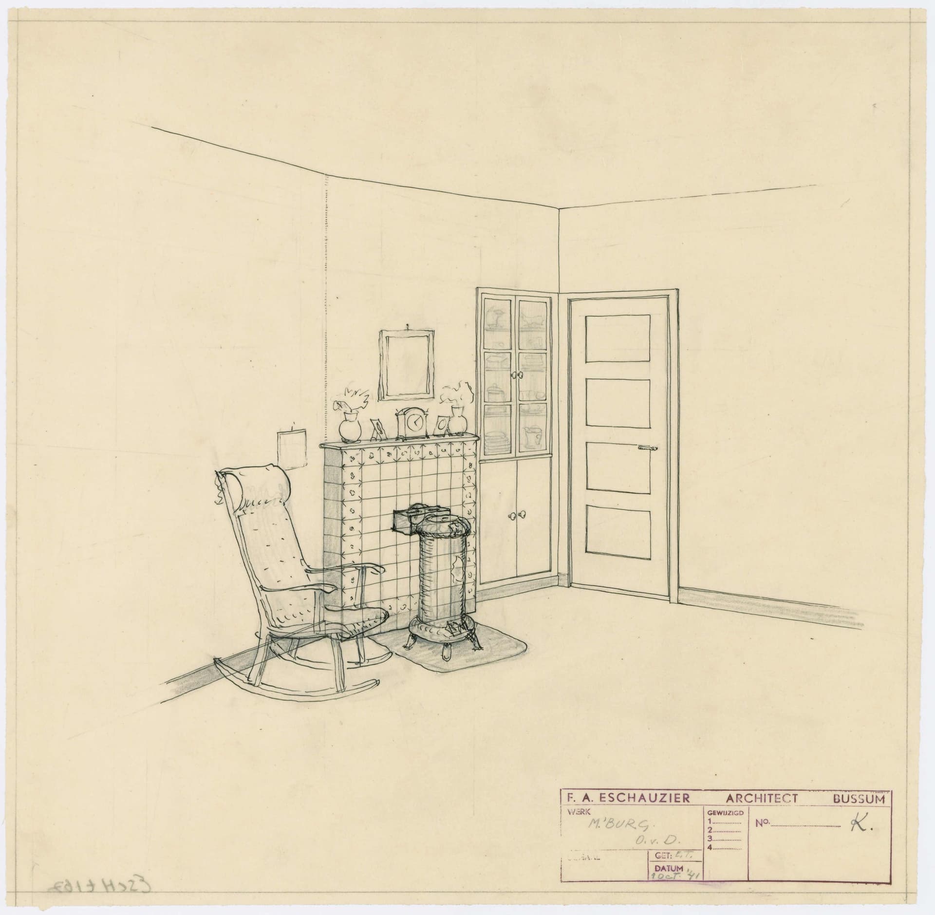  F.A. Eschauzier, Housing for the elderly, Middelburg, 1941. Client: Stichting Herbouw Middelburg. Collection: Het Nieuwe Instituut, ESCH t167 