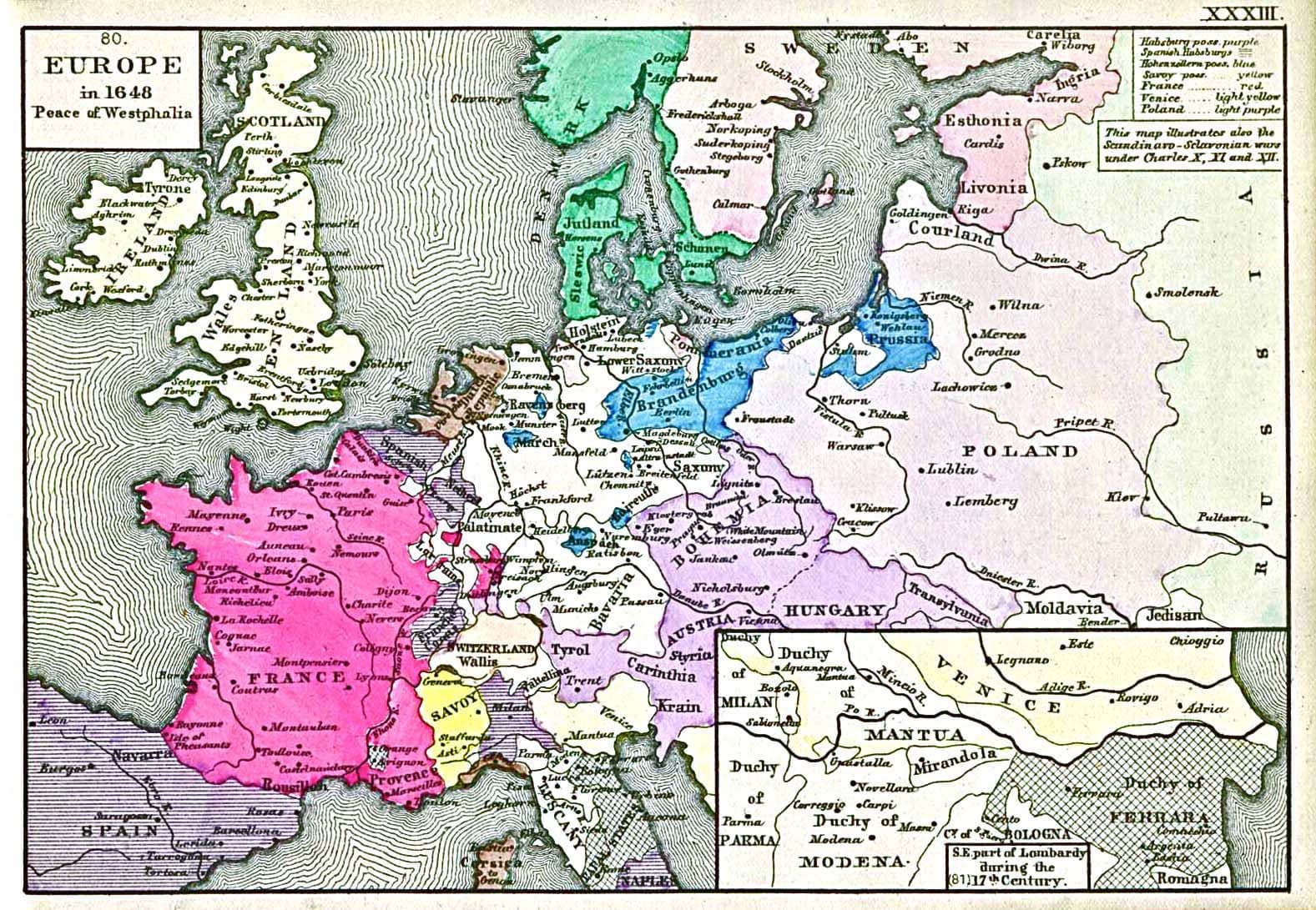 Europe after the Peace of Westphalia, 1648, when the sovereignty of nation-states was first established and was explicitly connected to their borders as lines on the surface of the Earth. Image: Robert H. Labberton, 1884. 