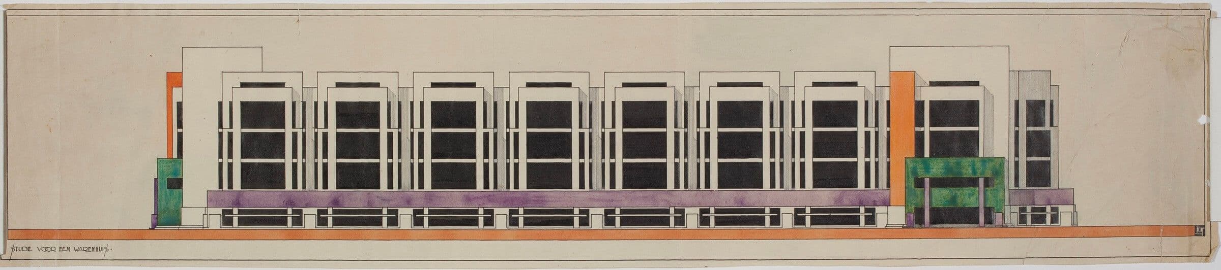 Jan Wils, Studie voor een warenhuis, 1920, Collectie Het Nieuwe Instituut.  