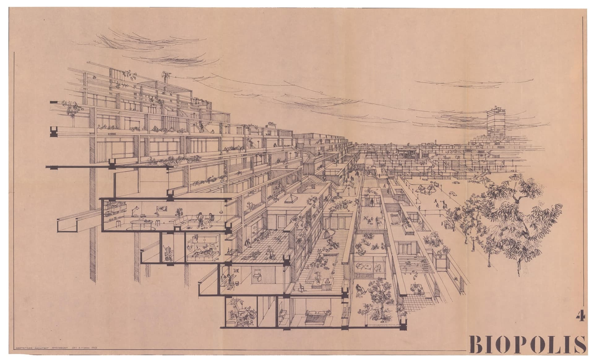 E. Hartsuyker en L. Hartsuyker-Curjel. Woningbouwproject Biopolis, 1963-1964. Collectie Het Nieuwe Instituut, HART t49 
