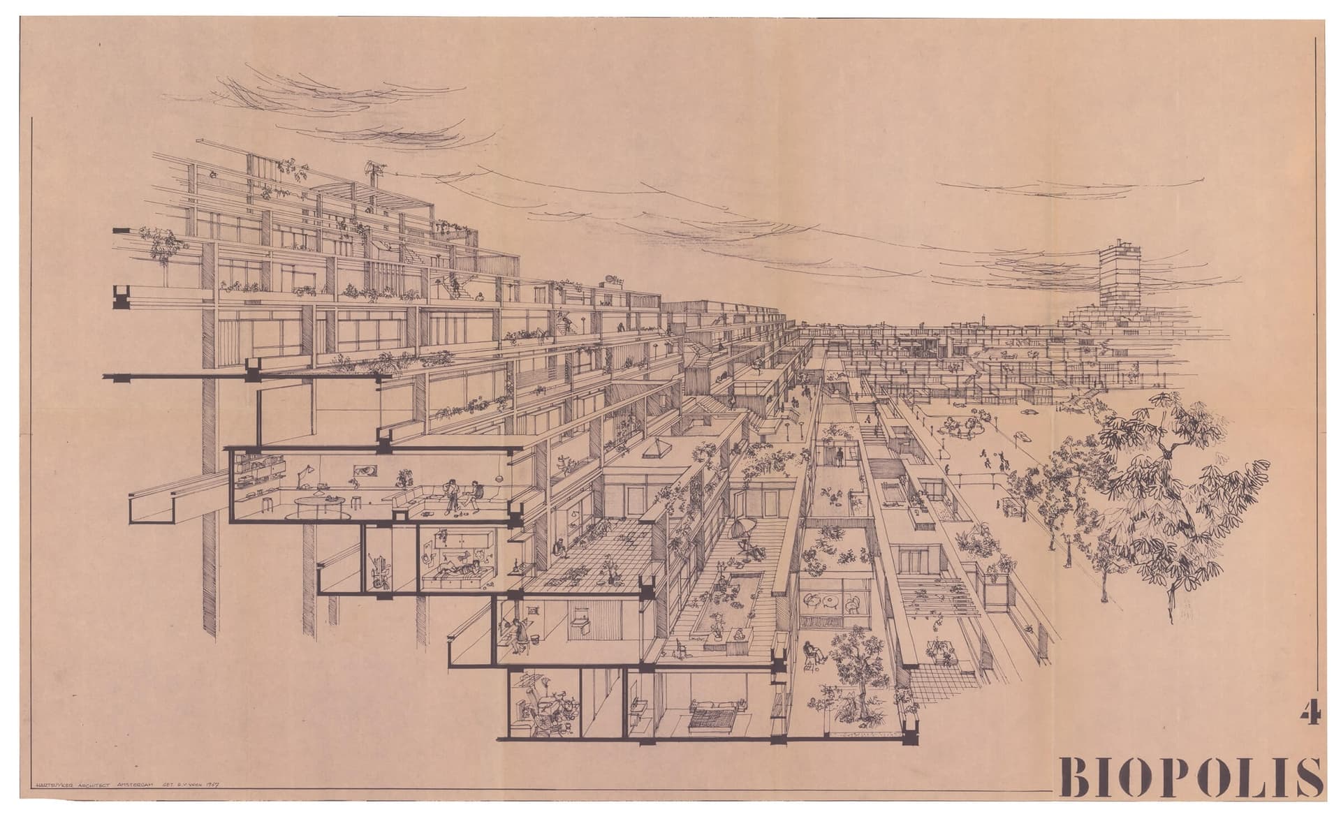 E. Hartsuyker and L. Hartsuyker-Curjel. Biopolis housing project, 1963-1964. Collection Nieuwe Instituut, HART t49 