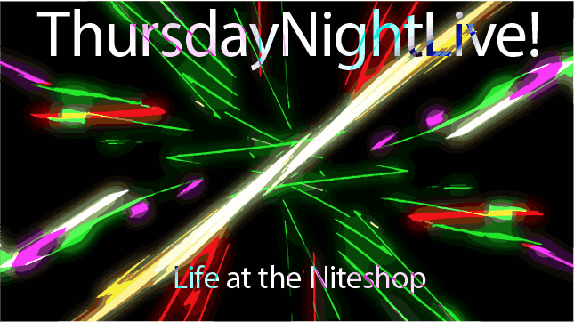 Thursday Night Live!: Life at the Niteshop. Graphic design by Luca Napoli. 