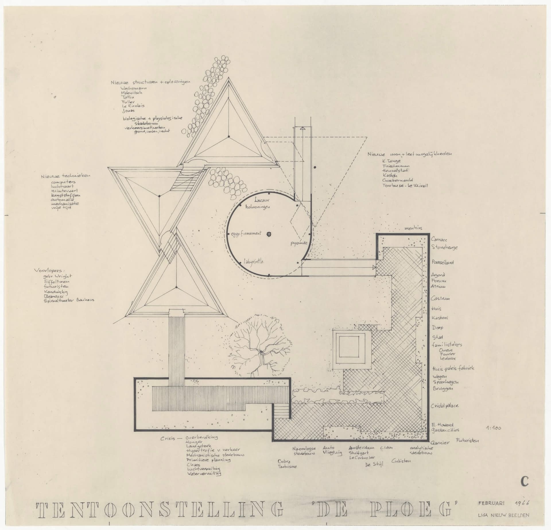 E. Hartsuyker. Design for the ‘De Ploeg’ exhibition, Van Hol tot Hemel’, Bergeyk, 1966. Collection Het Nieuwe Instituut, HART r37.2 