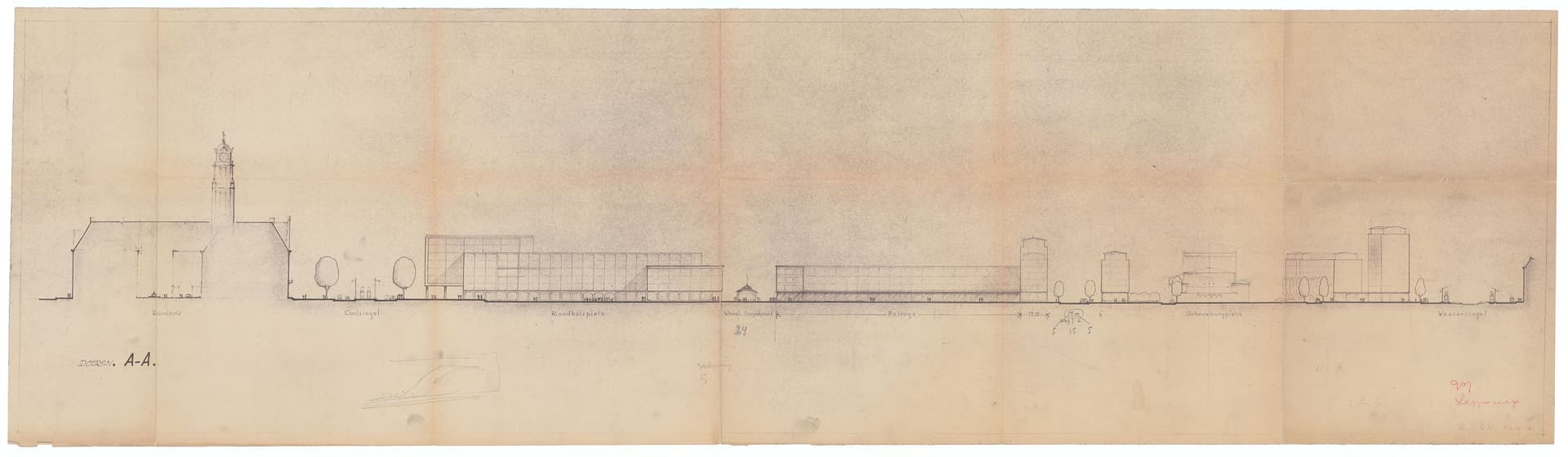  Architectenbureau Van den Broek en Bakema. Lijnbaan section, 1947. Collection Het Nieuwe Instituut, BROX 907t1-5.