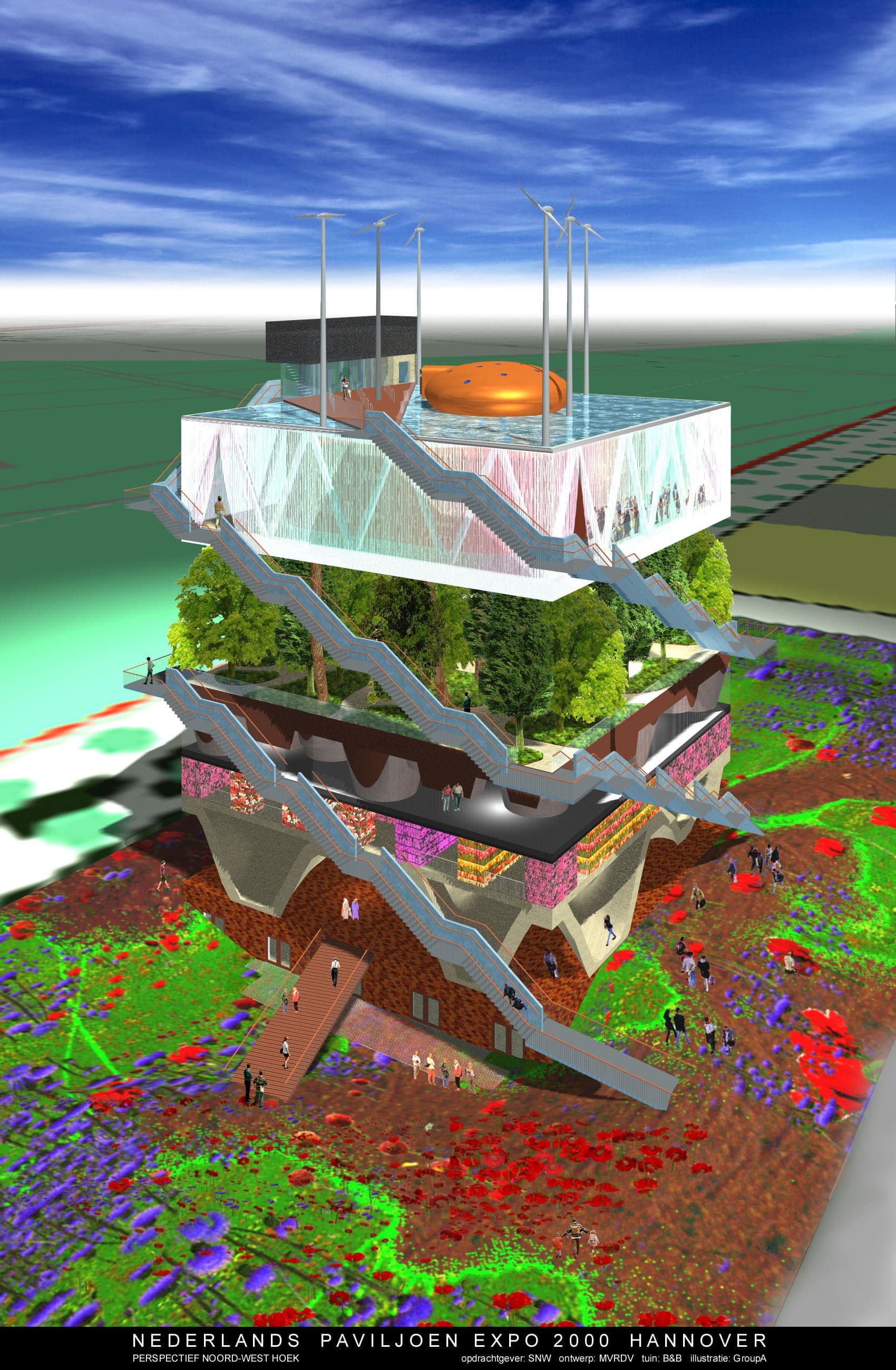 A 1999 graphic depicting the design for the Dutch pavilion at Expo 2000. Image: © MVRDV.