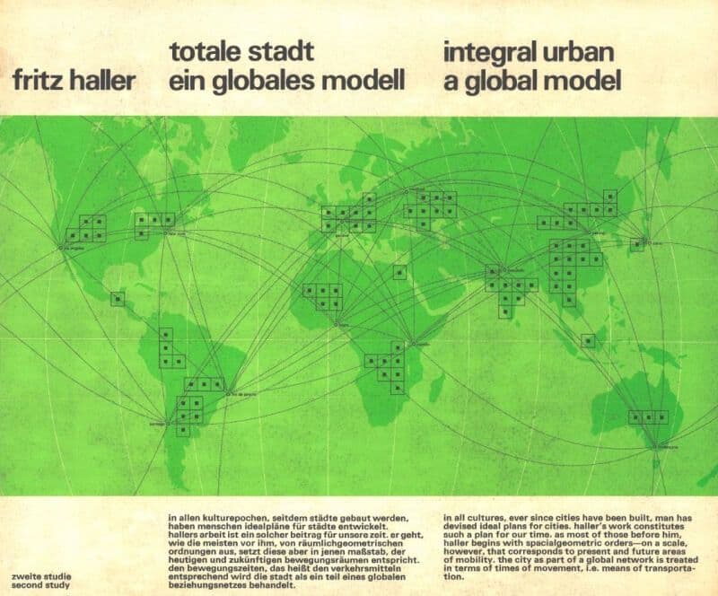 Fritz Haller, cover van publicatie 'Totale Stadt. Ein globales Modell / Integral Urban. A Global Model' (1975), © Fritz Haller / gta Archiv, ETH Zürich 