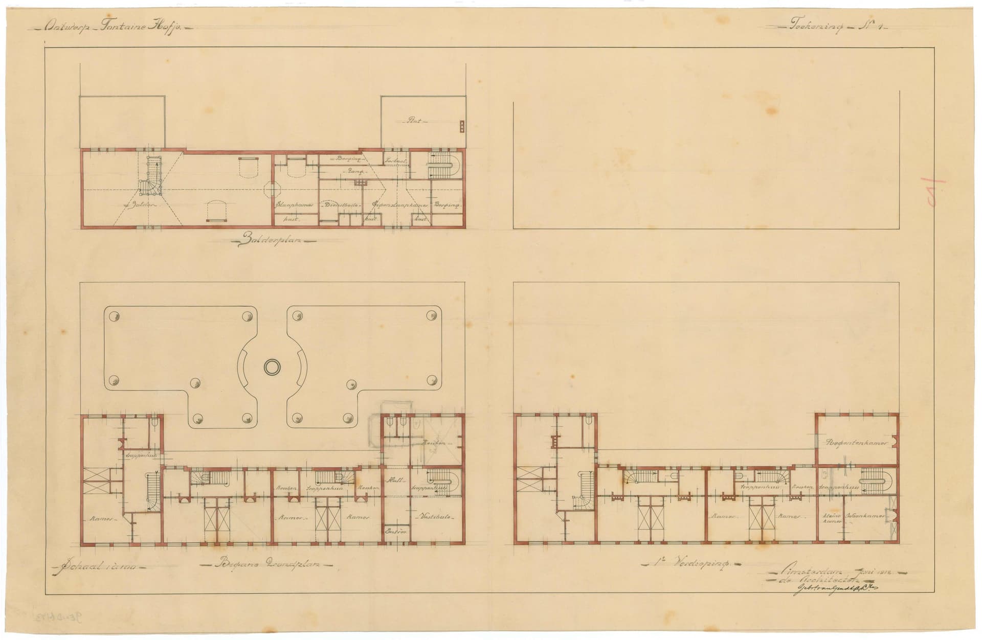  Van Gendt brothers, Fontainehofje, Amsterdam, 1912-1913. Client: College van Regenten Fontainehofje. Collection: Het Nieuwe Instituut, GEND t143-2 