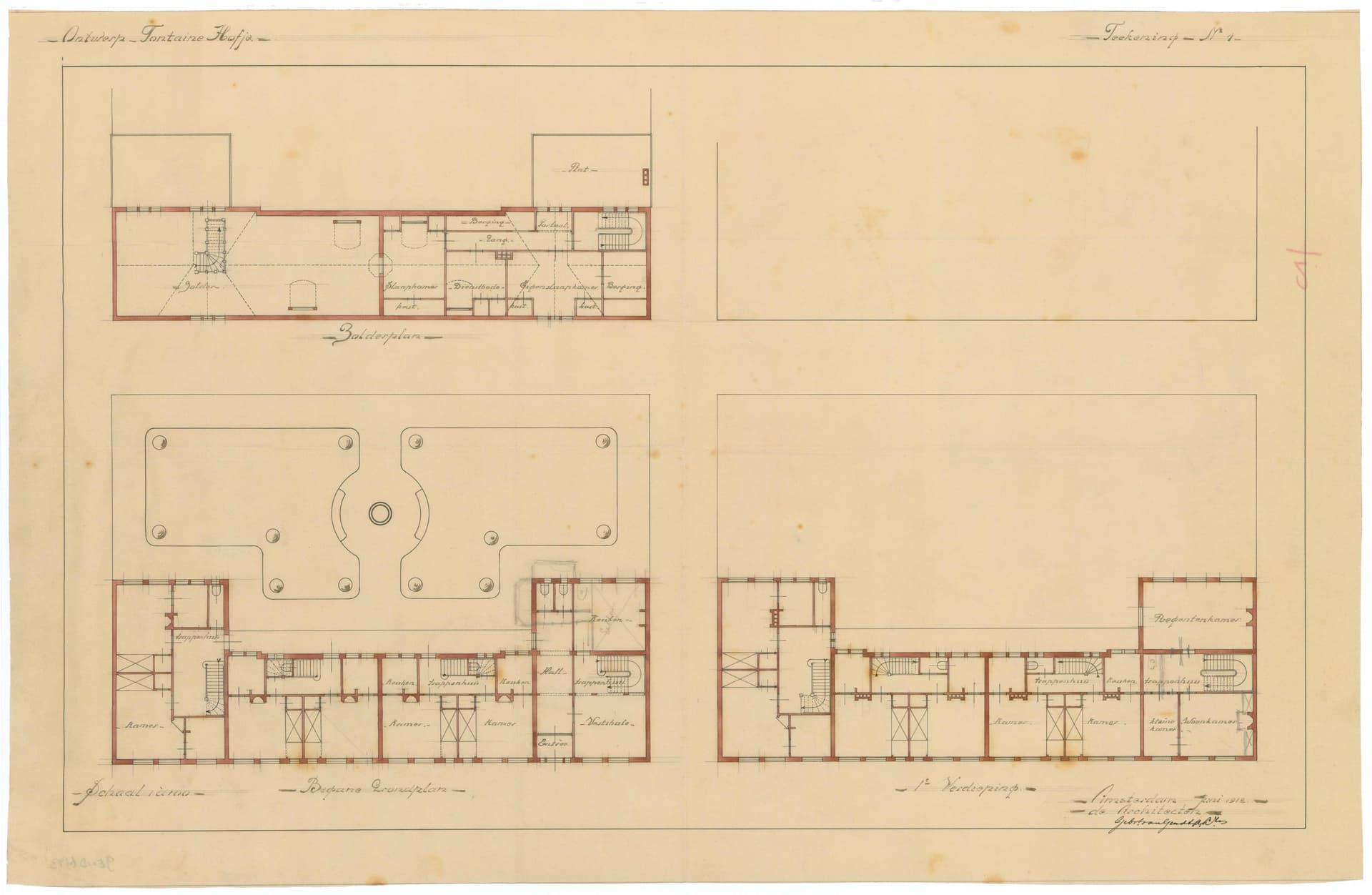  Gebroeders Van Gendt, Fontainehofje, Amsterdam, 1912-1913. Opdrachtgever: College van Regenten Fontainehofje. Collectie Het Nieuwe Instituut, GEND t143-2 