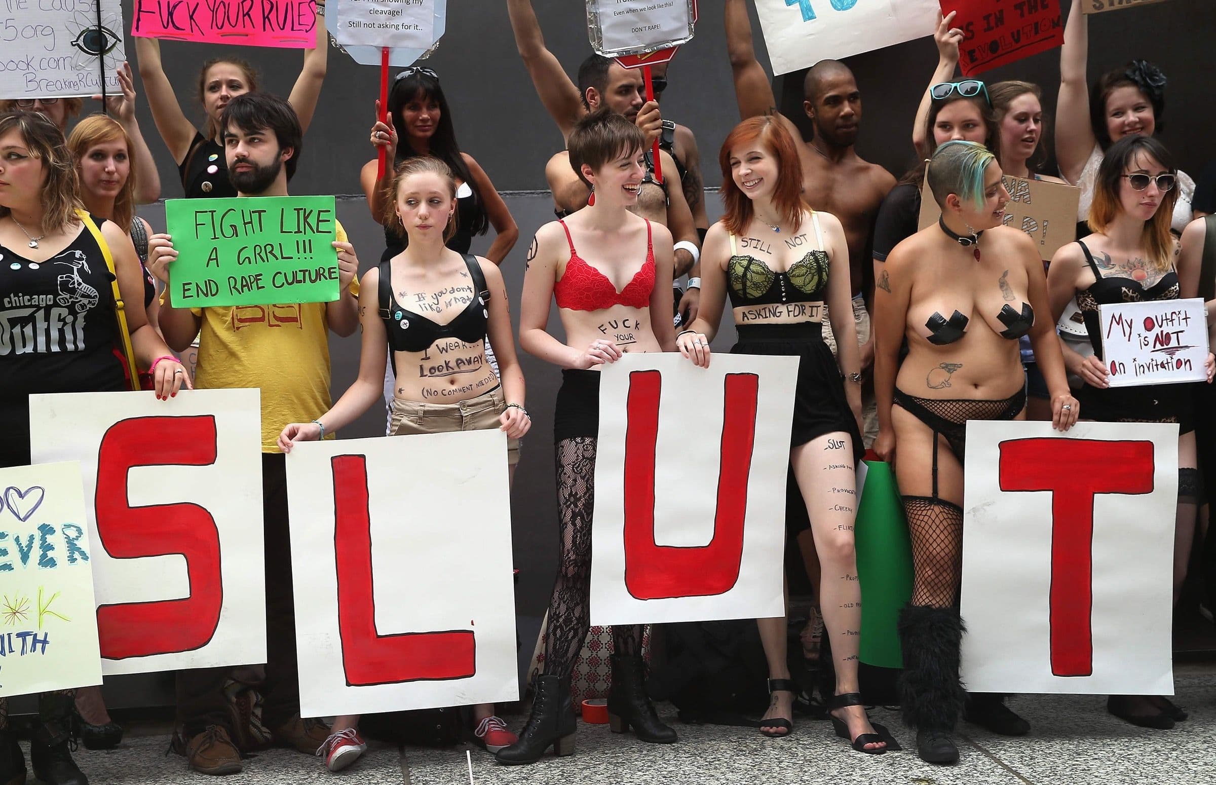 Protesters at a Chicago Slutwalk demonstration in 2013 (Scott Olson/Getty Images)