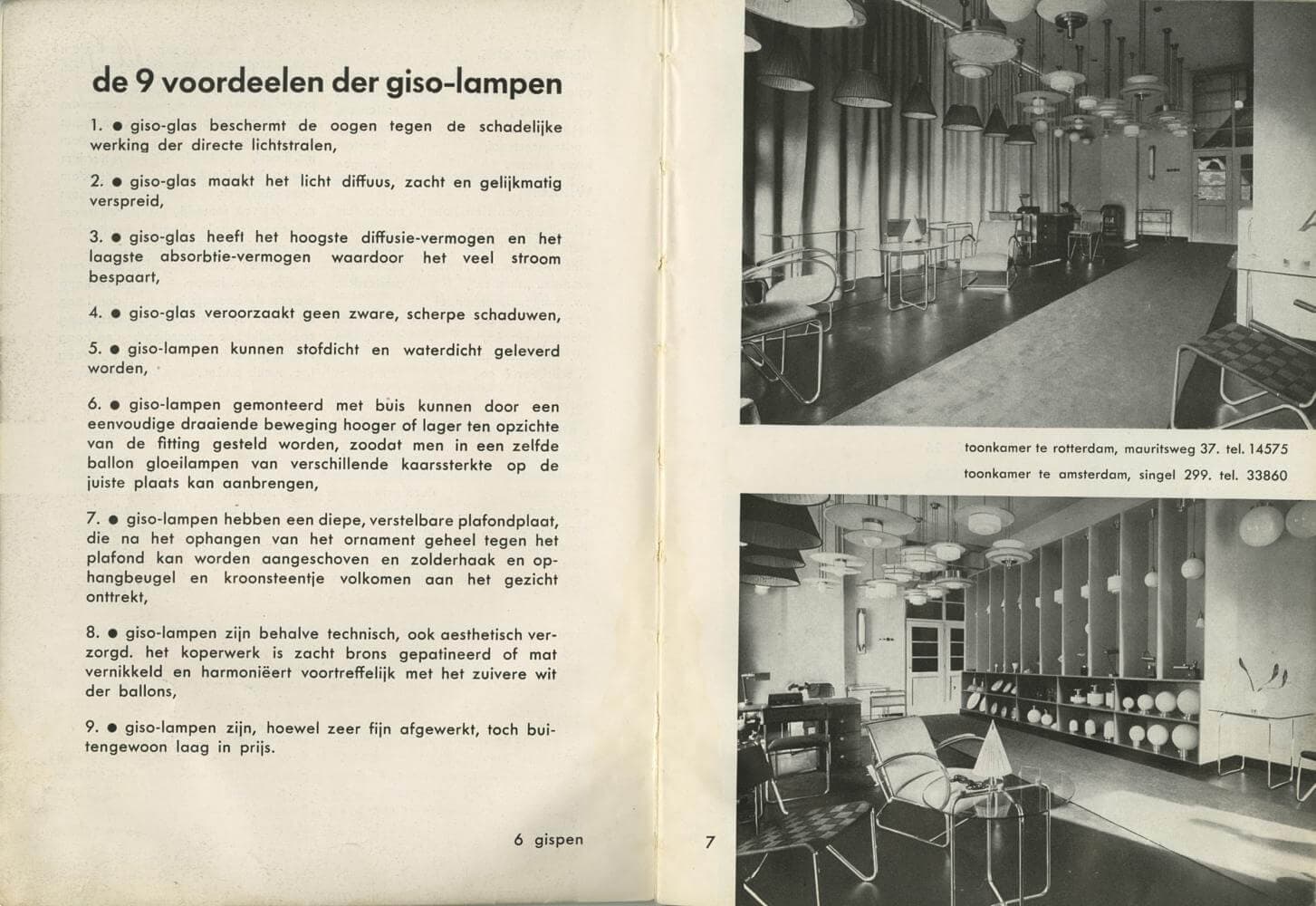 'De 9 voordeelen der giso-lampen'. Catalogus Gispen. Collectie Nieuwe Instituut 