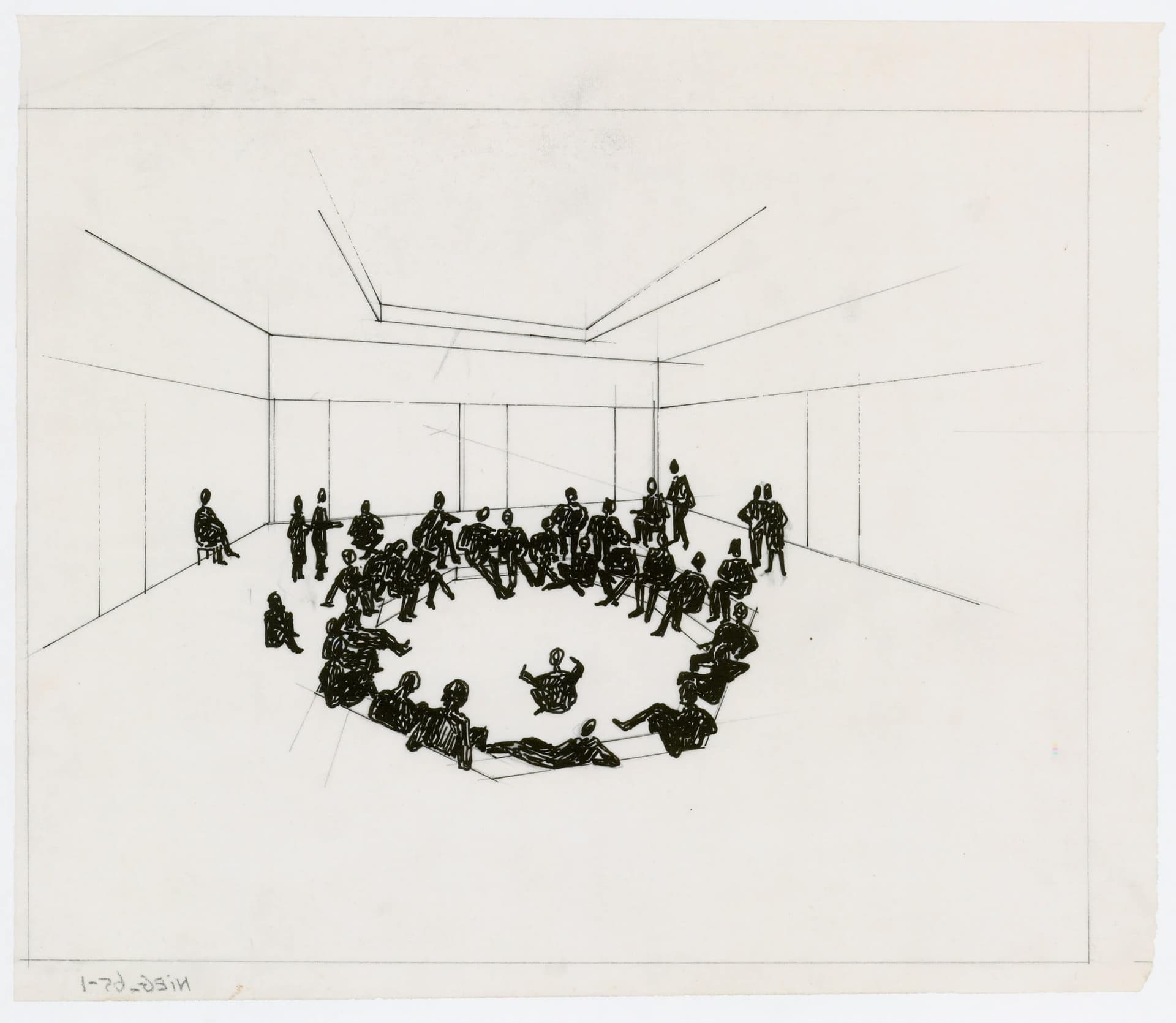 Johan Niegeman and Bé Niegeman-Brand. Design for the living room of a community center in Slotermeer (Amsterdam) commissioned by ‘Ons Huis’, circa 1955. Collection Het Nieuwe Instituut, NIEG 65