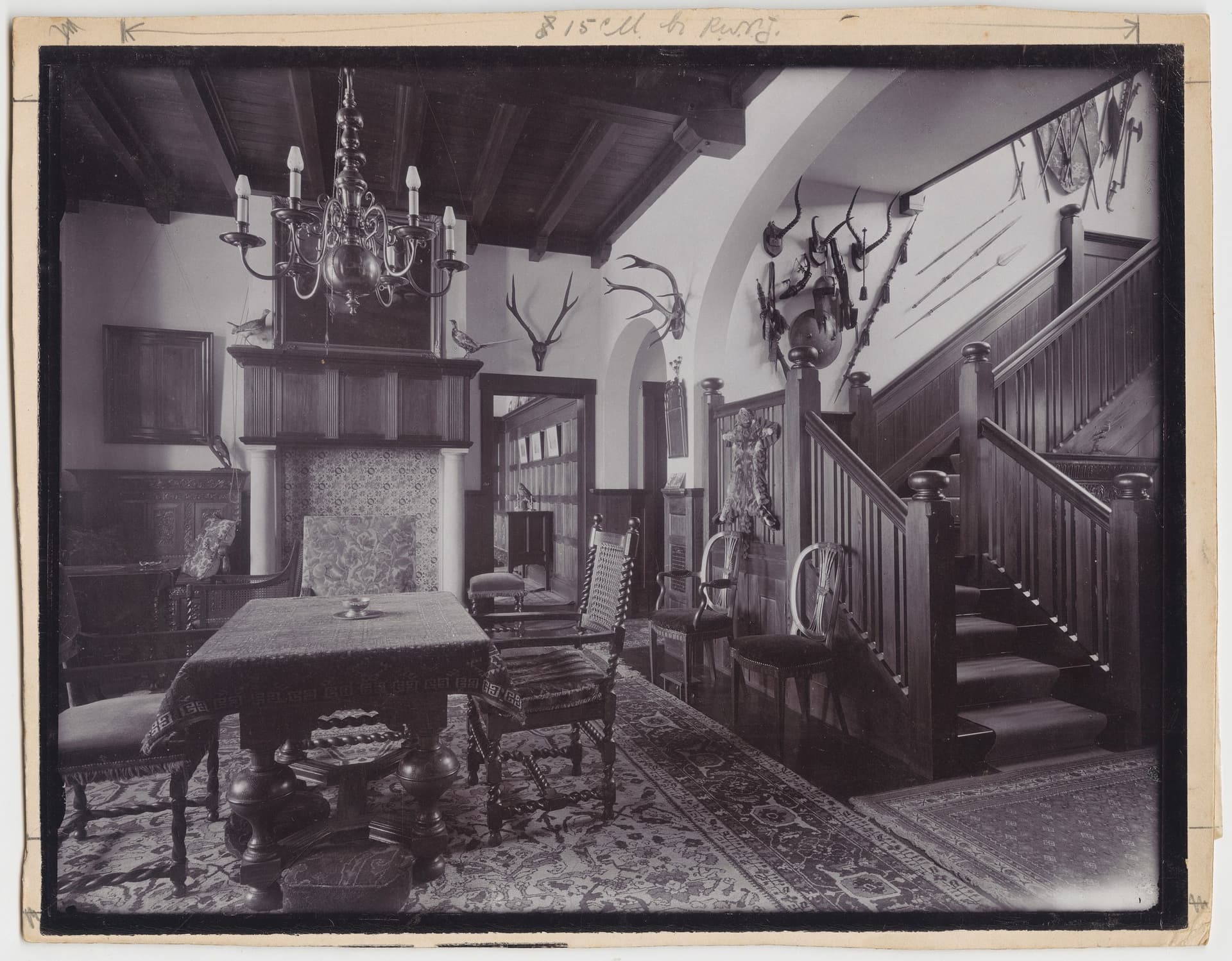 It’s hard to imagine people living here – it looks more like a temple dedicated to hunting than a home. A place to keep your (misbegotten) trophies, but not to relax in. J.W. Hanrath. Olaersduyn hunting lodge, Rockanje, 1910. Photographer… 
