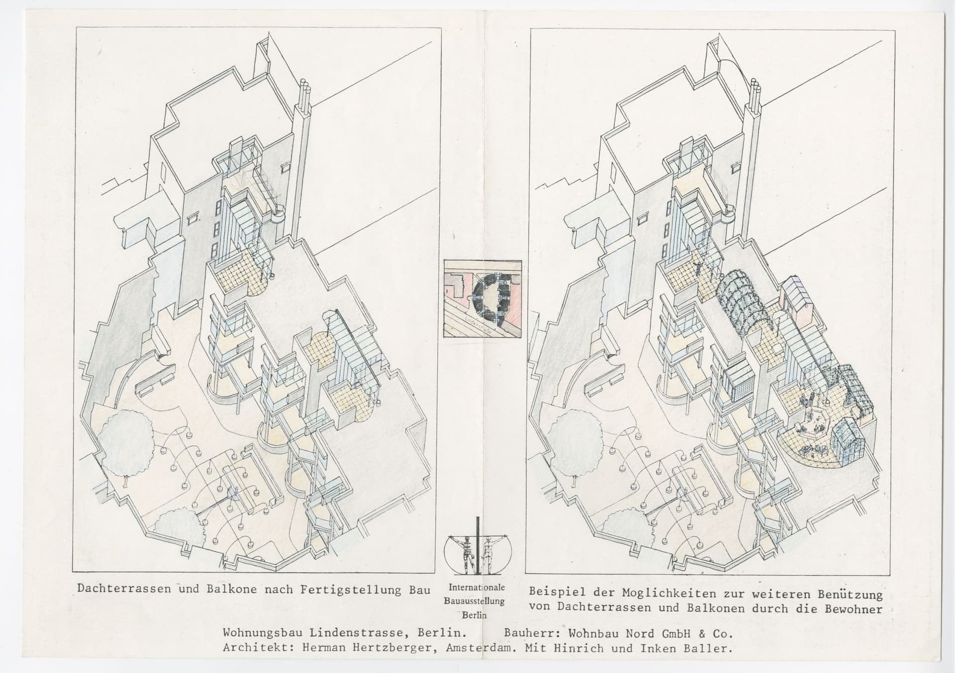 H. Hertzberger. Housing ‘LiMA’, Lindenstrasse 82-84 / Markgrafenstrasse 5-8, West-Berlin, Germany, 1982-1986. Collection Het Nieuwe Instituut, HERT 39.4 