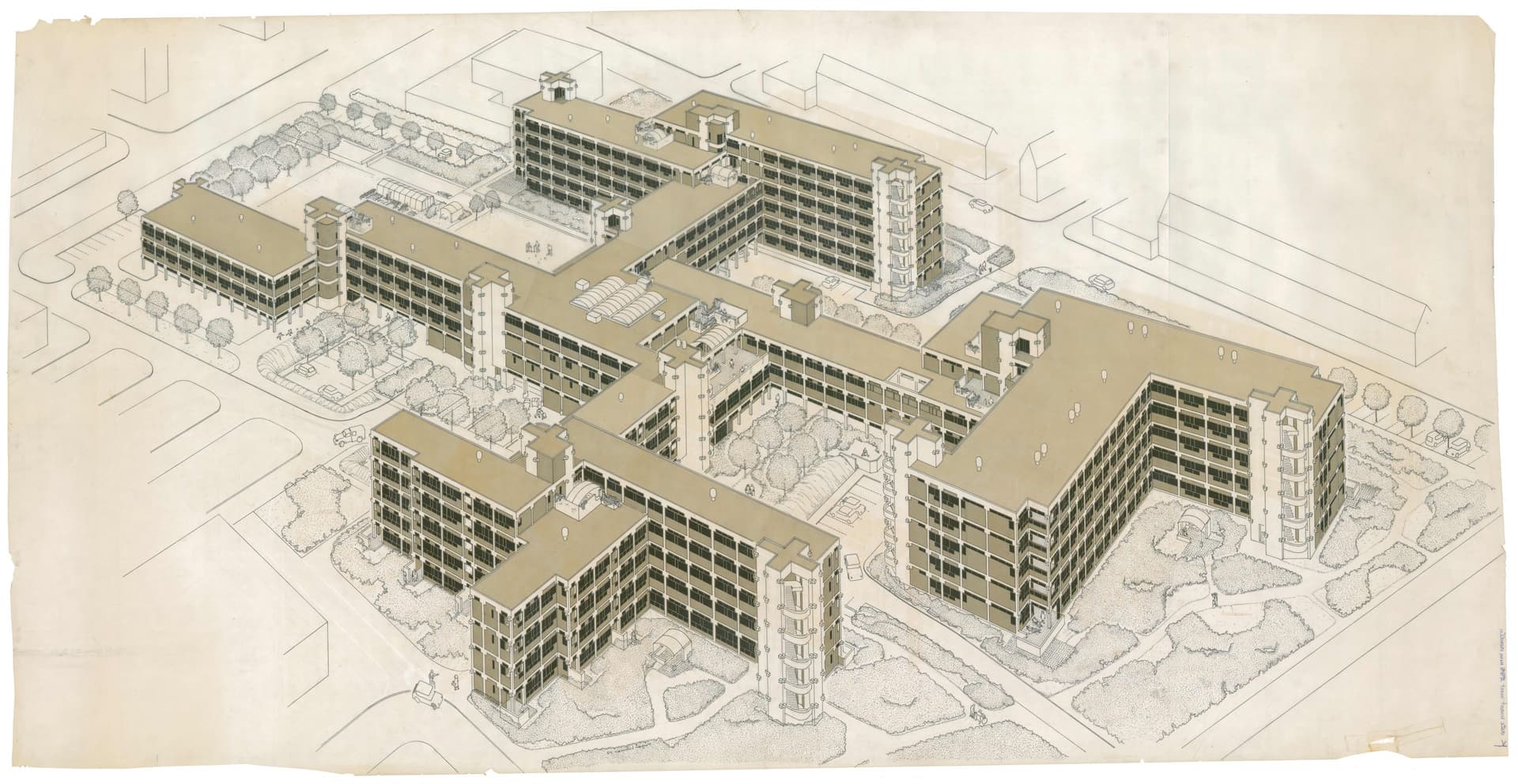  Herman Hertzberger and Carl van Empelen, De Drie Hoven nursing home, Amsterdam, c.1970. Client: Nederlandse Centrale voor Huisvesting van Bejaarden. Collection: Het Nieuwe Instituut, HERT 