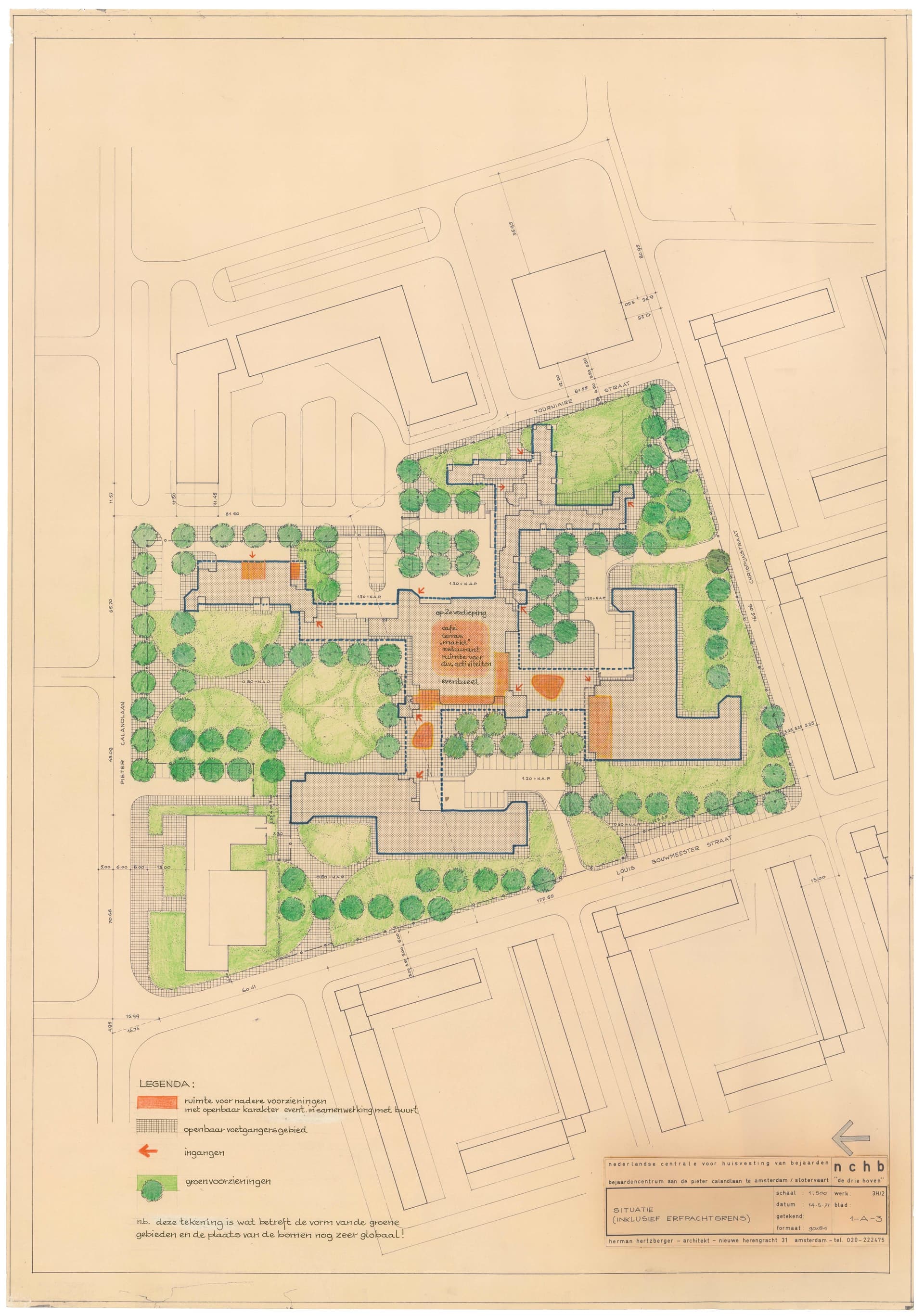  Herman Hertzberger and Carl van Empelen, De Drie Hoven nursing home, Amsterdam, c.1970. Client: Nederlandse Centrale voor Huisvesting van Bejaarden. Collection: Het Nieuwe Instituut, HERT 