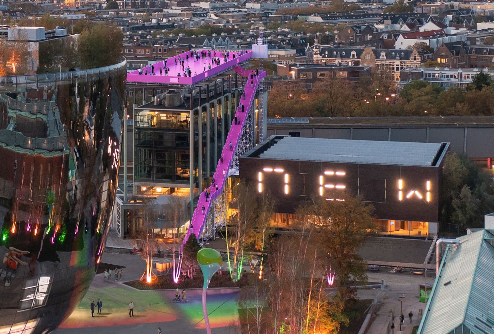 Visualisatie van Het Podium op Het Nieuwe Instituut. Beeld: MVRDV.