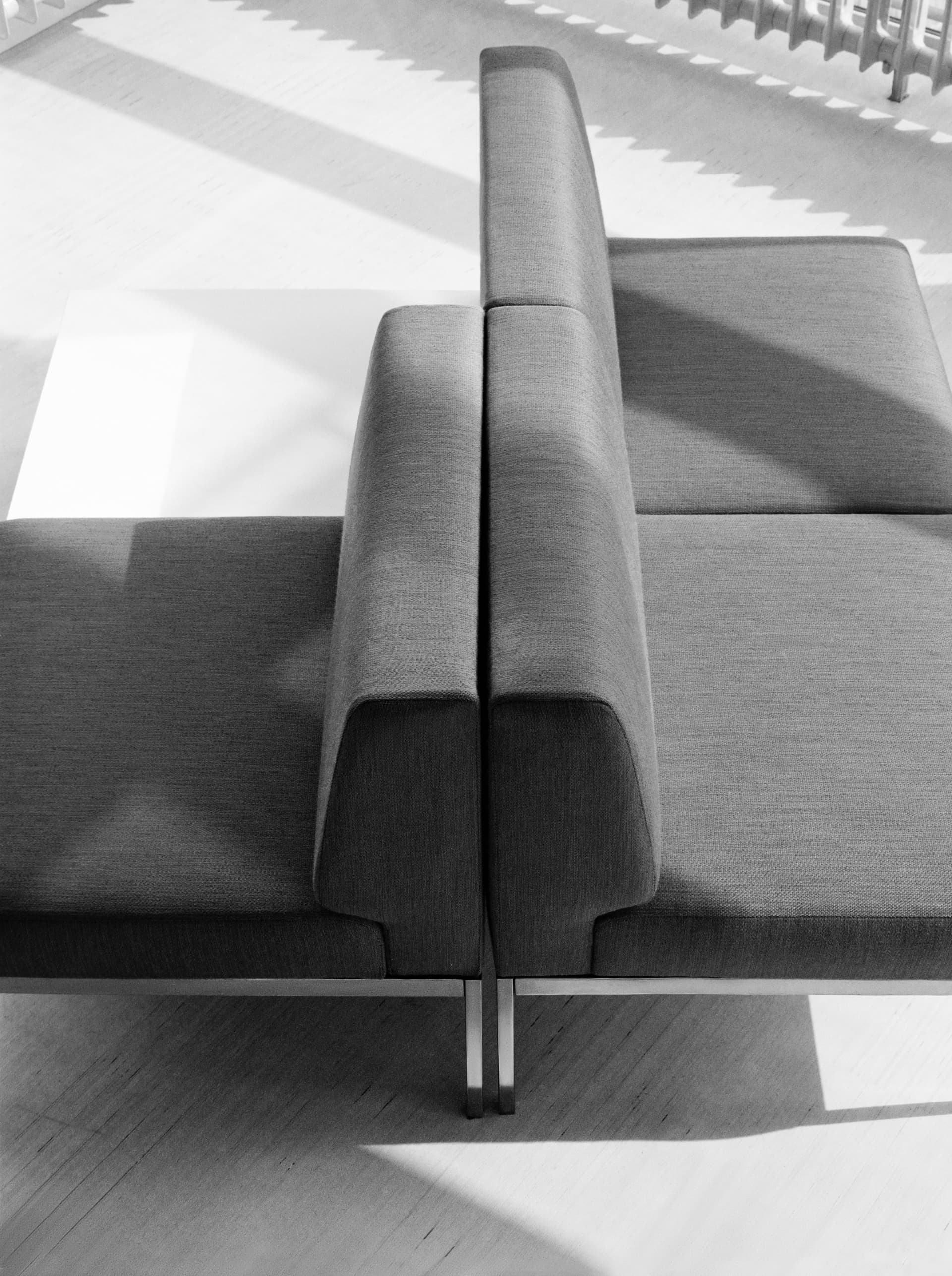  Kho Liang Ie, Model 720 bench designed for Schiphol Airport, manufactured by Artifort, 1966-1970. On loan from Studio Linse. Documented for Speculative Design Archive, Het Nieuwe Instituut, Rotterdam 2018. Art direction: Studio Veronica Di… 