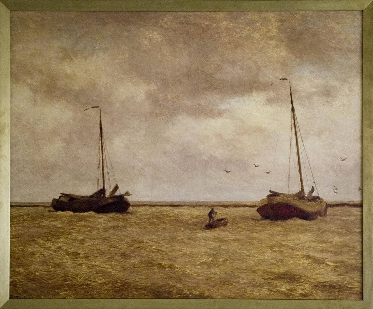 Zeegezicht met twee botters van Willem Bastiaan Tholen (1860-1931)