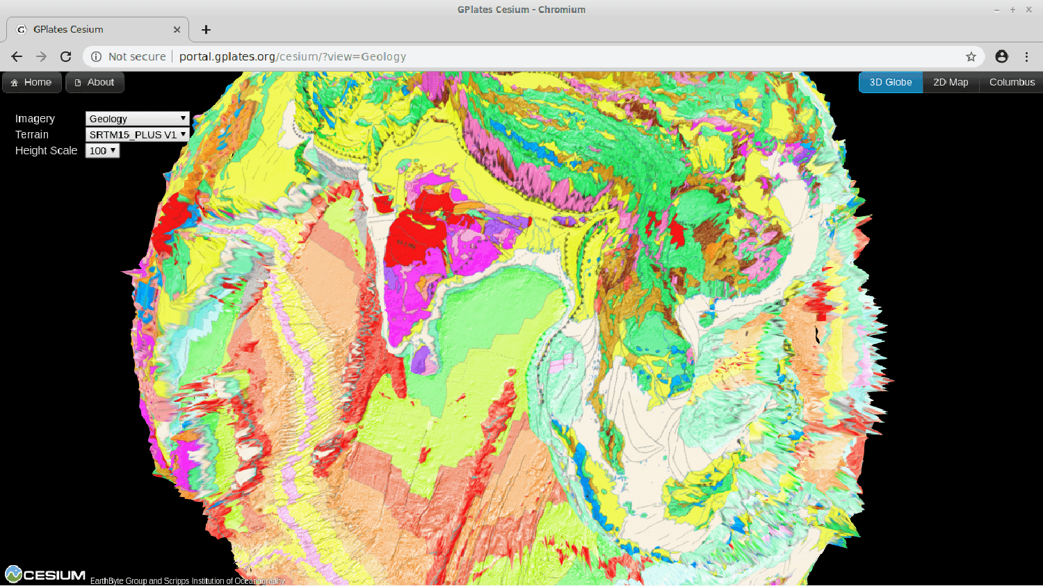 GPlates web portal: geology view. Earthbyte Group and Scripps Institution of Oceanography. From the article We Have Always Been Geohackers by Femke Snelting, Helen Pritchard and Jara Rocha. 