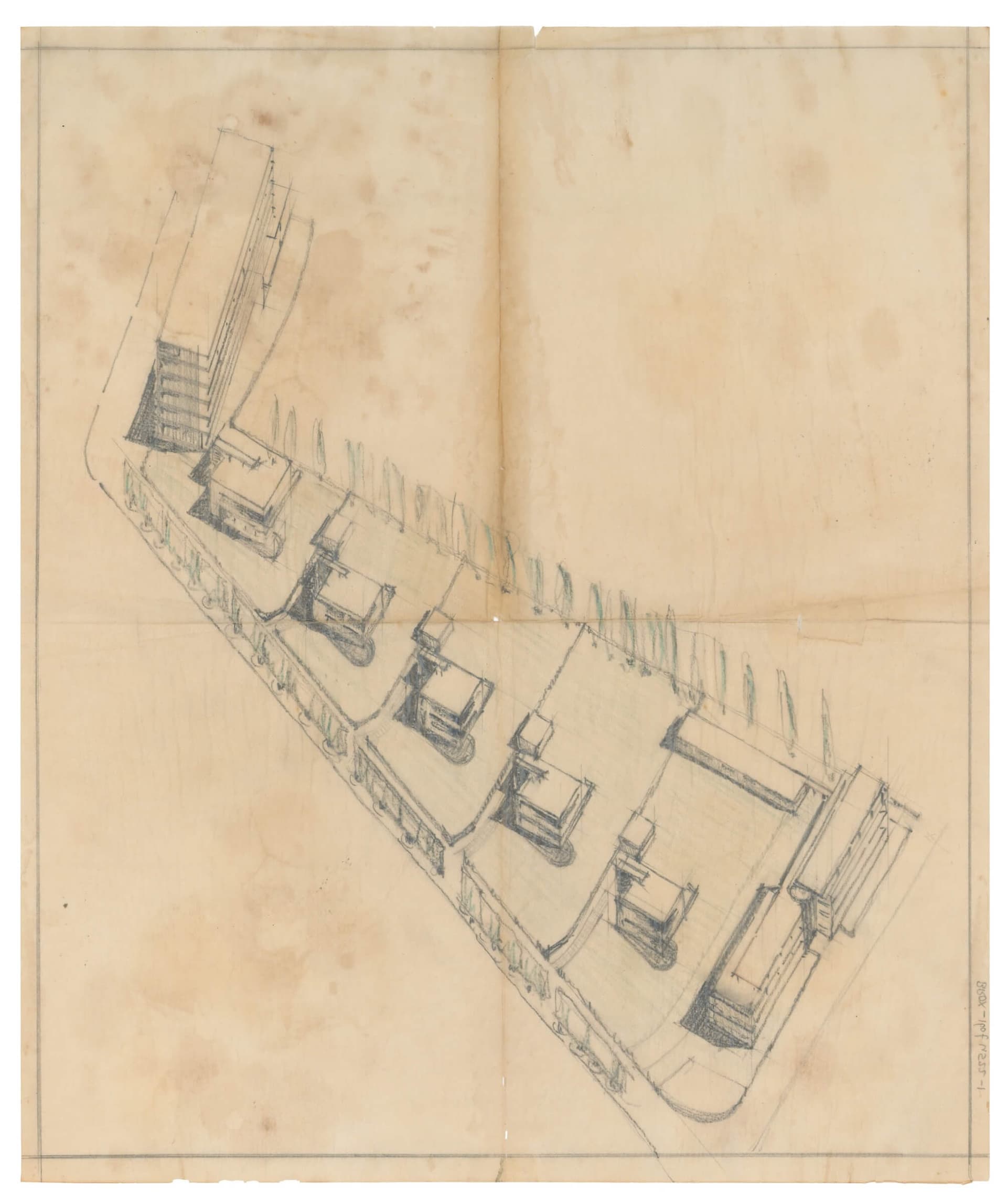J.A. Brinkman & L.C. van der Vlugt. Development plan for villas, including Sonneveld House, with spacious gardens on the Land van Hoboken’s perimeter, ca. 1931. Collection Het Nieuwe Instituut, Van den Broek and Bakema archive, on loan from Bro… 