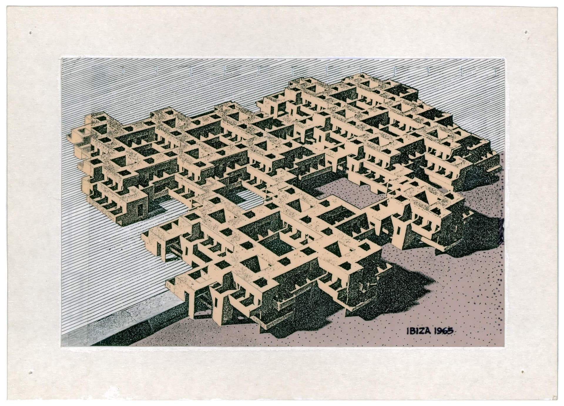 P. Blom, ‘Templo para las vacanciones’, Holiday Homes for Fokker, Ibiza, 1965. Collection Het Nieuwe Instituut, BLOM 250 