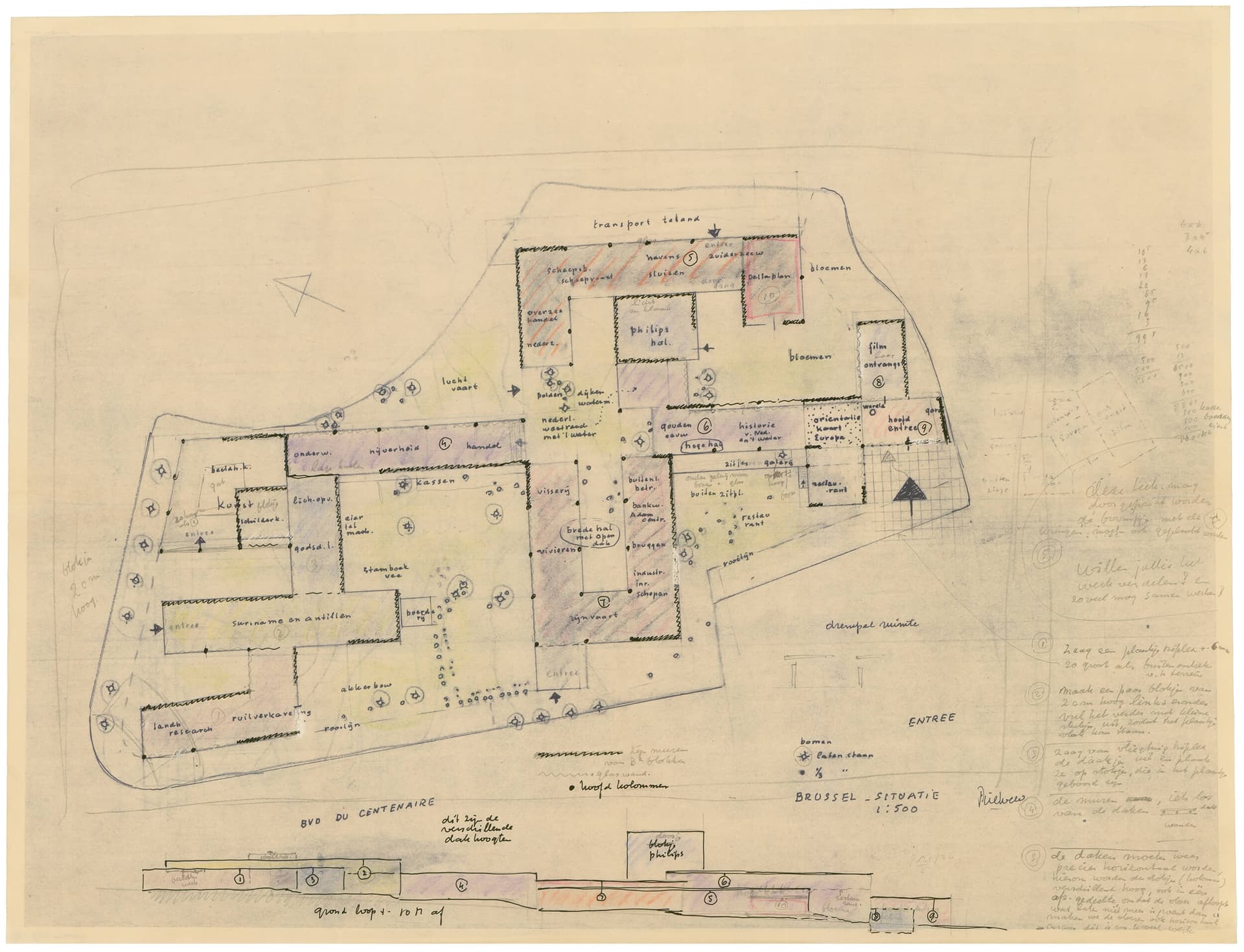 G. Rietveld. Floor plan Dutch pavilion Brussels, 1958. Collection Het Nieuwe Instituut, RIET 667-15 © Pictoright 