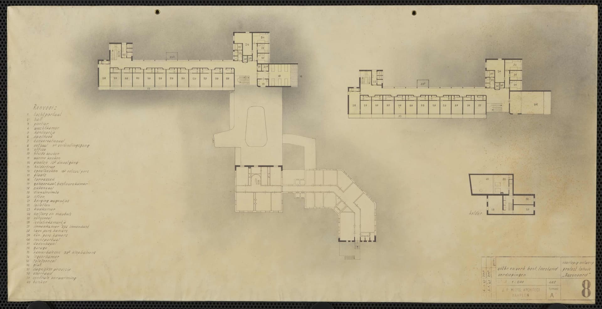  J.P. Kloos, Verbouwing en uitbreiding Rusthuis Rozenoord, Sluis, 1947. Opdrachtgever: Stichting Protestants Tehuis te Sluis. Collectie Het Nieuwe Instituut, KLOO t40-1