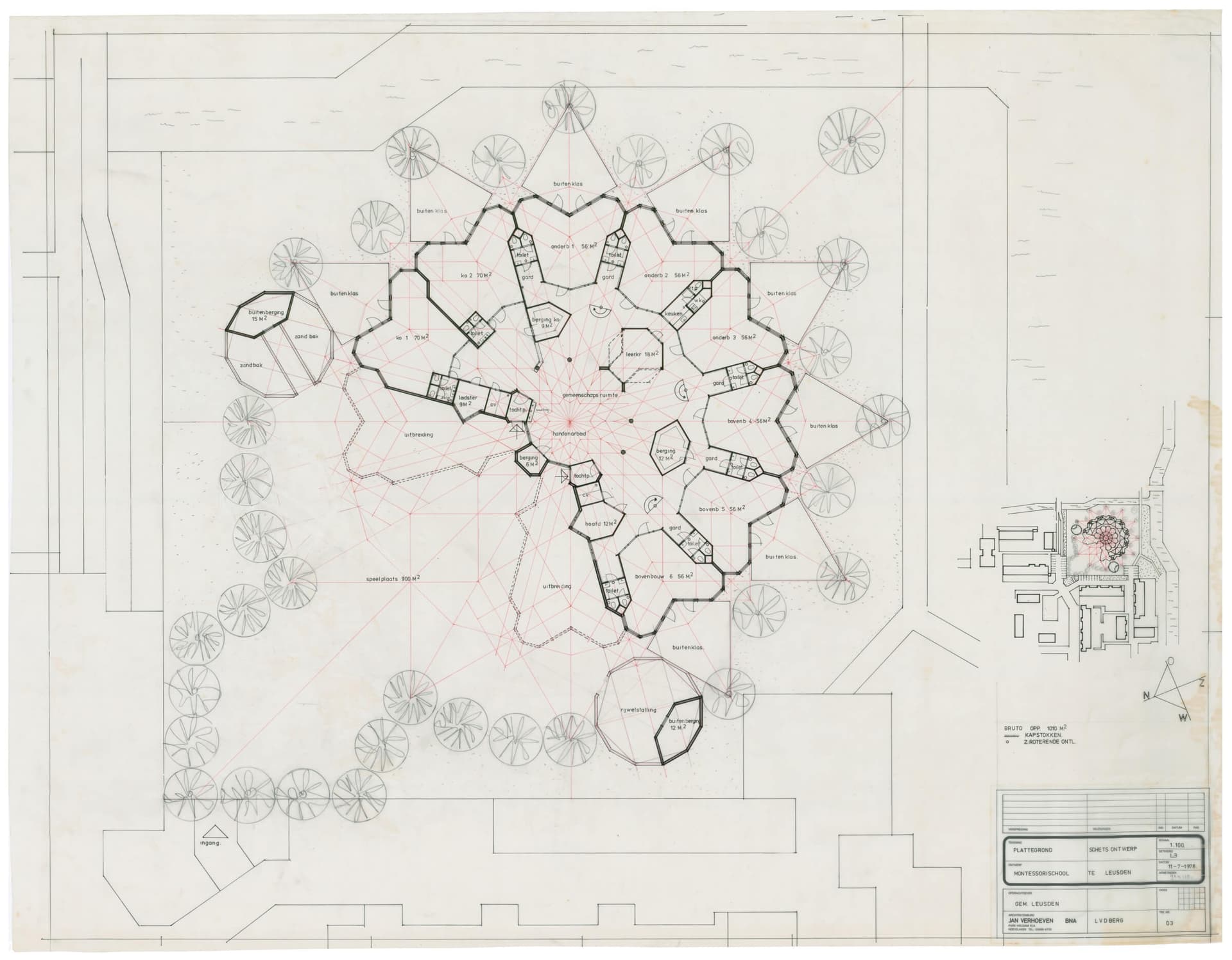 J. Verhoeven. Montessori school 't Ronde, Leusden 1978-1981. Collection Het Nieuwe Instituut, VERH r22.2-1  