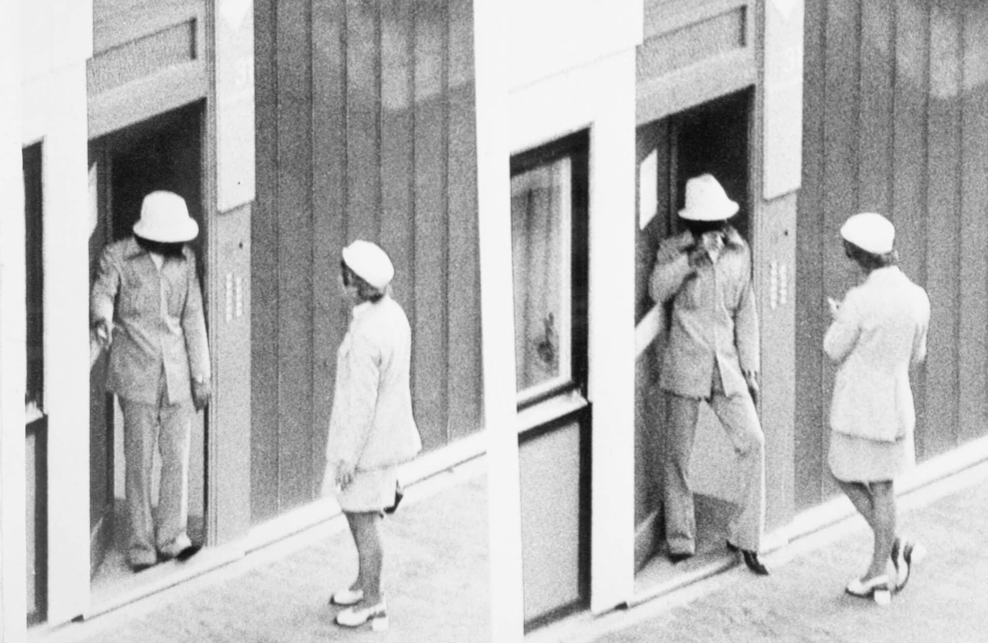 Police officer in conversation with one of the hostage takers. Olympic Games, Munich, 1972. Photographer unknown. © Bettmann/CORBIS 