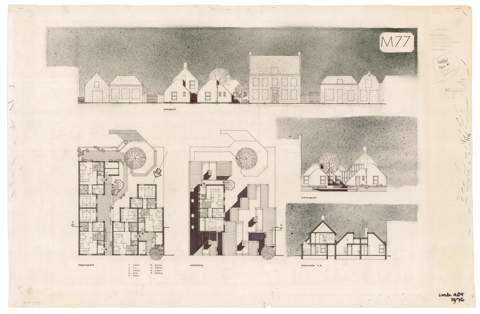 H.F. Mertens Jr., Competition for housing for the elderly, Loenen aan de Vecht, 1976. Collection: Het Nieuwe Instituut, MERJ t519 