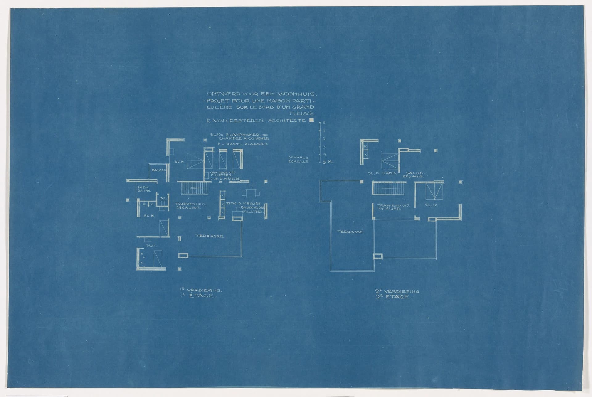 Theo van Doesburg and Cornelis van Eesteren. Design for Maison Particulière, 1923. Blueprint. Collection Het Nieuwe Instituut, DOES 016. 