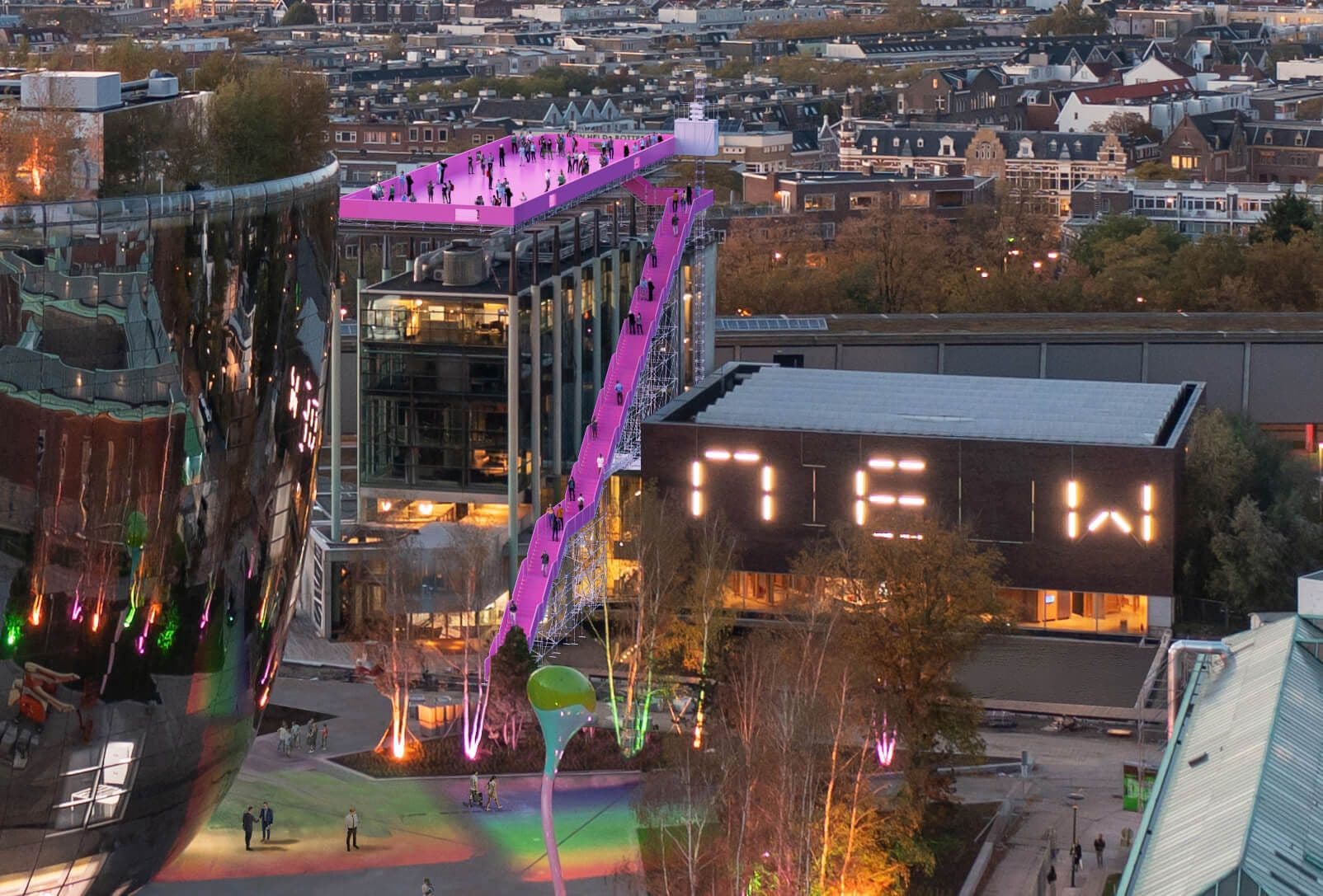 Visualisatie van Het Podium op Het Nieuwe Instituut. Beeld: MVRDV. 