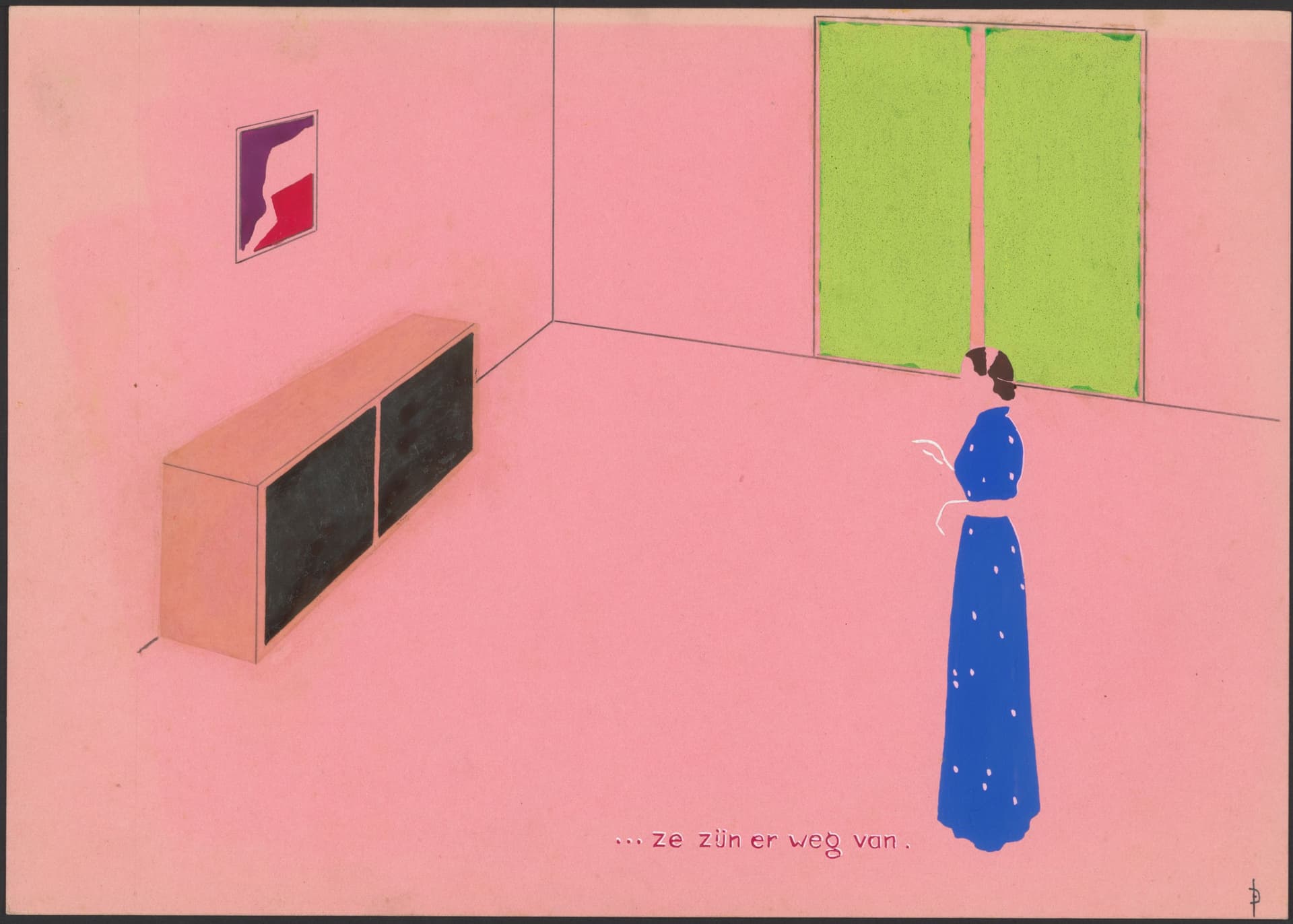 In het archief van Bé Brand zien we een vroege toepassing van plasticfolie in een ontwerp voor een kast, 1939-ca.1944. Collectie Het Nieuwe Instituut, archief Bé Brand, NIEB t103. 