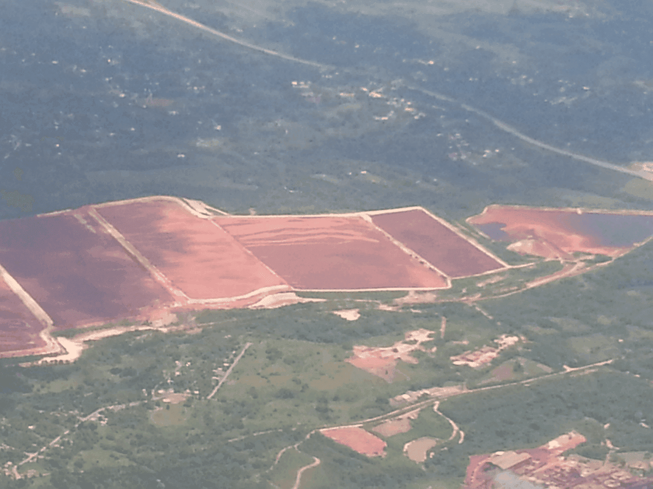 Tailings pond in Jamaica. Circa 2015. Photo: Nadine D. Chambers. 