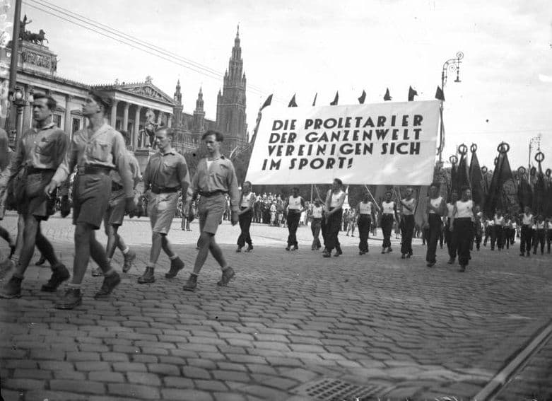 Opening march of the 1931 International Workers' Olympiads in Vienna, Austria. 