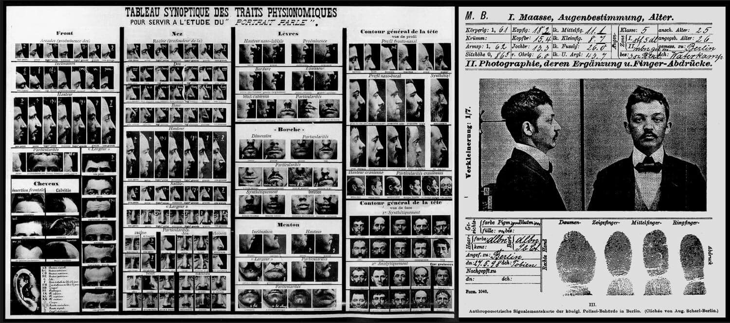 Alphonse Bertillon, Anthropometric data sheet and Identification Card, 1896. 