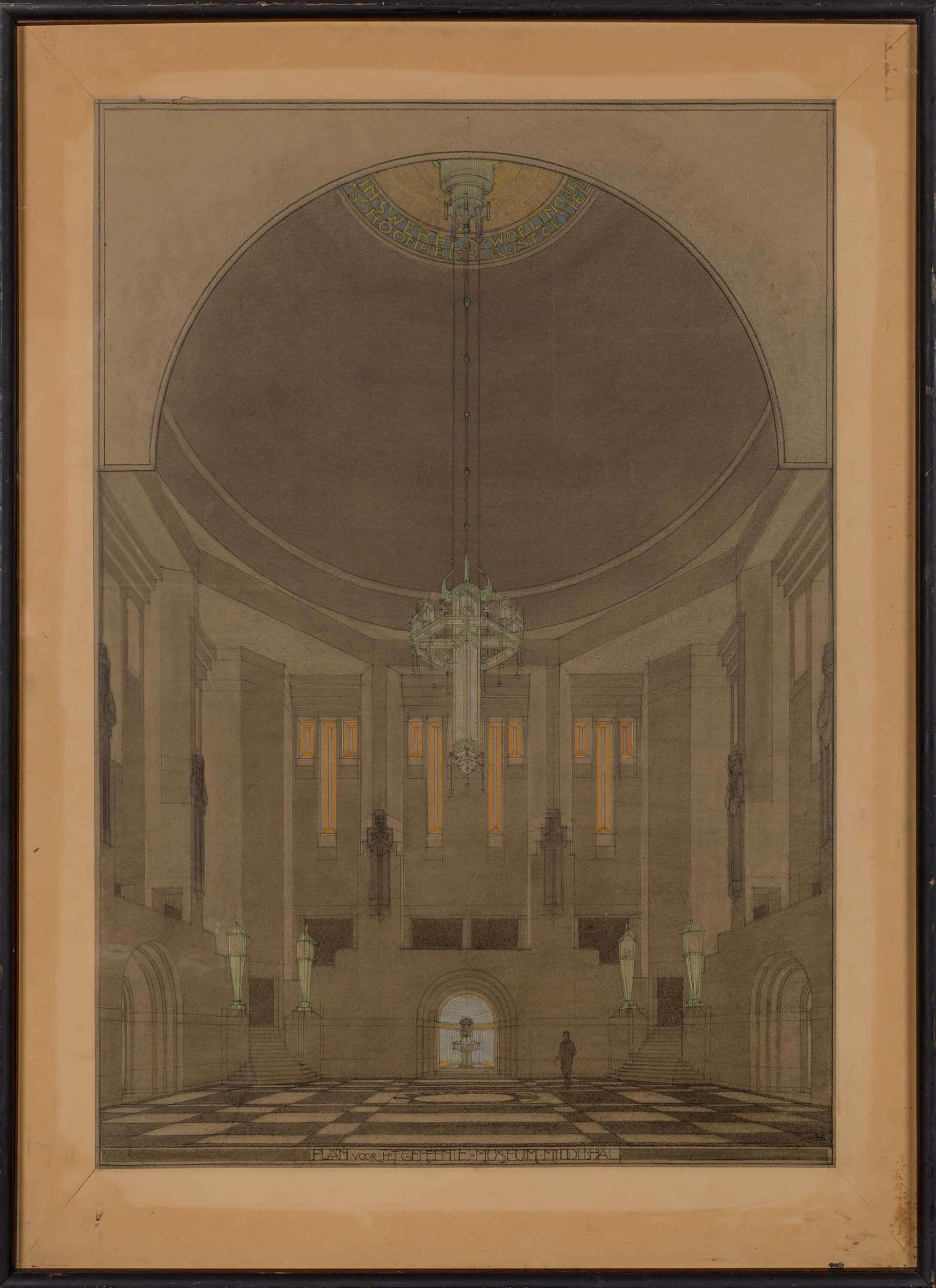 H. P. Berlage. Design for Gemeentemuseum Den Haag, interior, 1920. Collection Het Nieuwe Instituut, BERL 159p1 