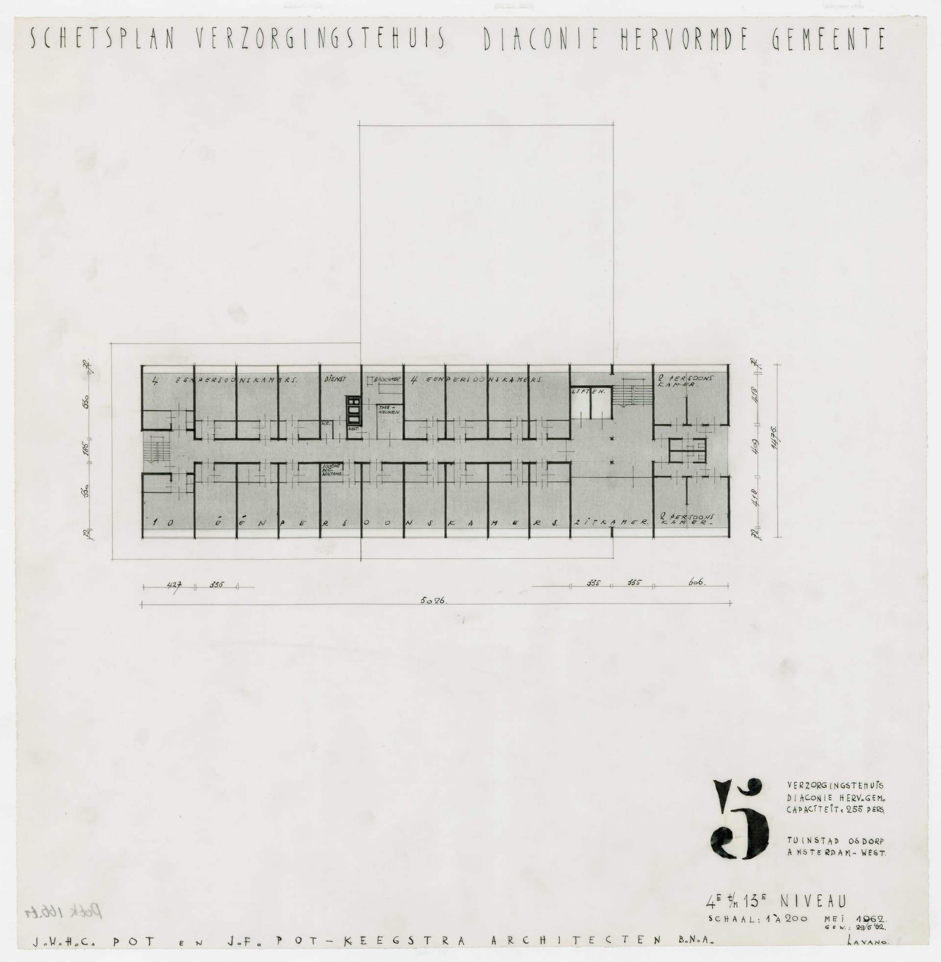  J.W.H.C. Pot and J.F. Pot-Keegstra, Osdorperhof nursing home, Amsterdam, 1962. Client: Hervormde Stichting te Osdorp. Collection: Het Nieuwe Instituut, POTT 166t1-1 