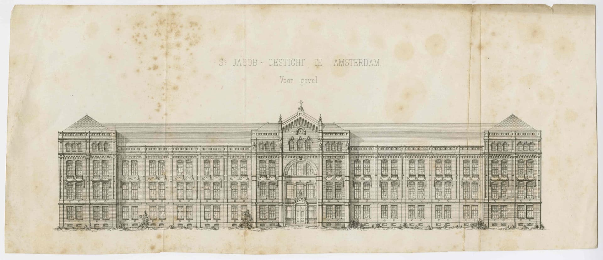  W.J.J. Offenberg,  Sint Jacob Gesticht, Amsterdam, ca. 1864. Opdrachtgever: Rooms Katholieke Kerk. Collectie Het Nieuwe Instituut, PUTT d34-16