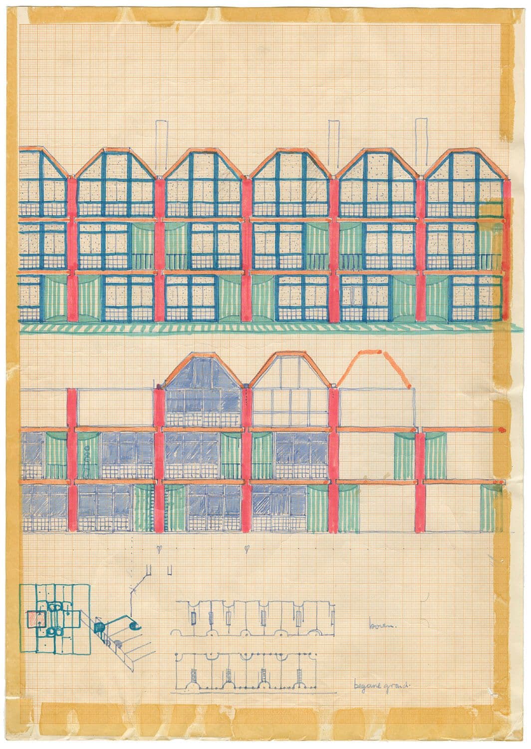 Aldo van Eyck en Theo Bosch, architecten v.o.f., 75 Woningen met Bedrijfsruimtes Nieuwstraat, Bitterstraat en Waterstraat (Zwolle), 1970-1976; Het Nieuwe Instituut, Rotterdam, Bosch, T. / Archief (BOSC), inv.nr. BOSC_12-2